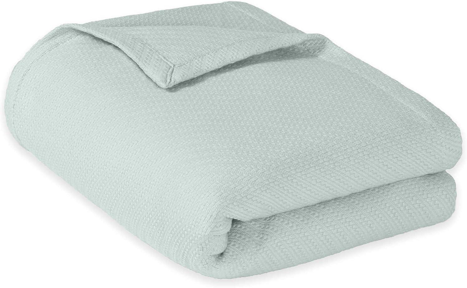 Bed Blanket Liquid Cotton Twin Seafoam: Madison Park, Lightweight, Year-Round Comfort, No Fill