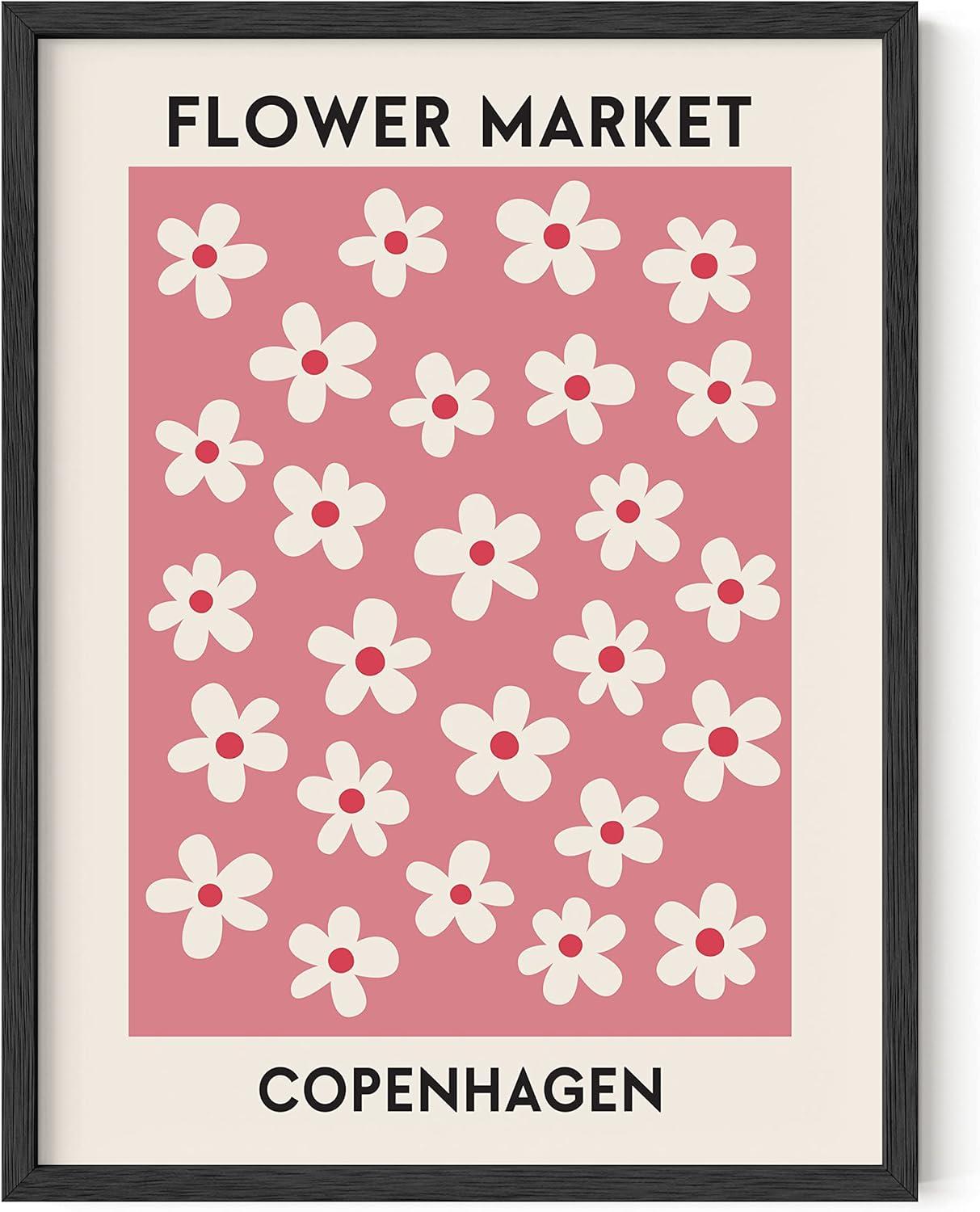 HAUS AND HUES Flower Market Wall Art, Danish Pastel Poster (12x16 Unframed) - Flowers, Prints, Wall Decor