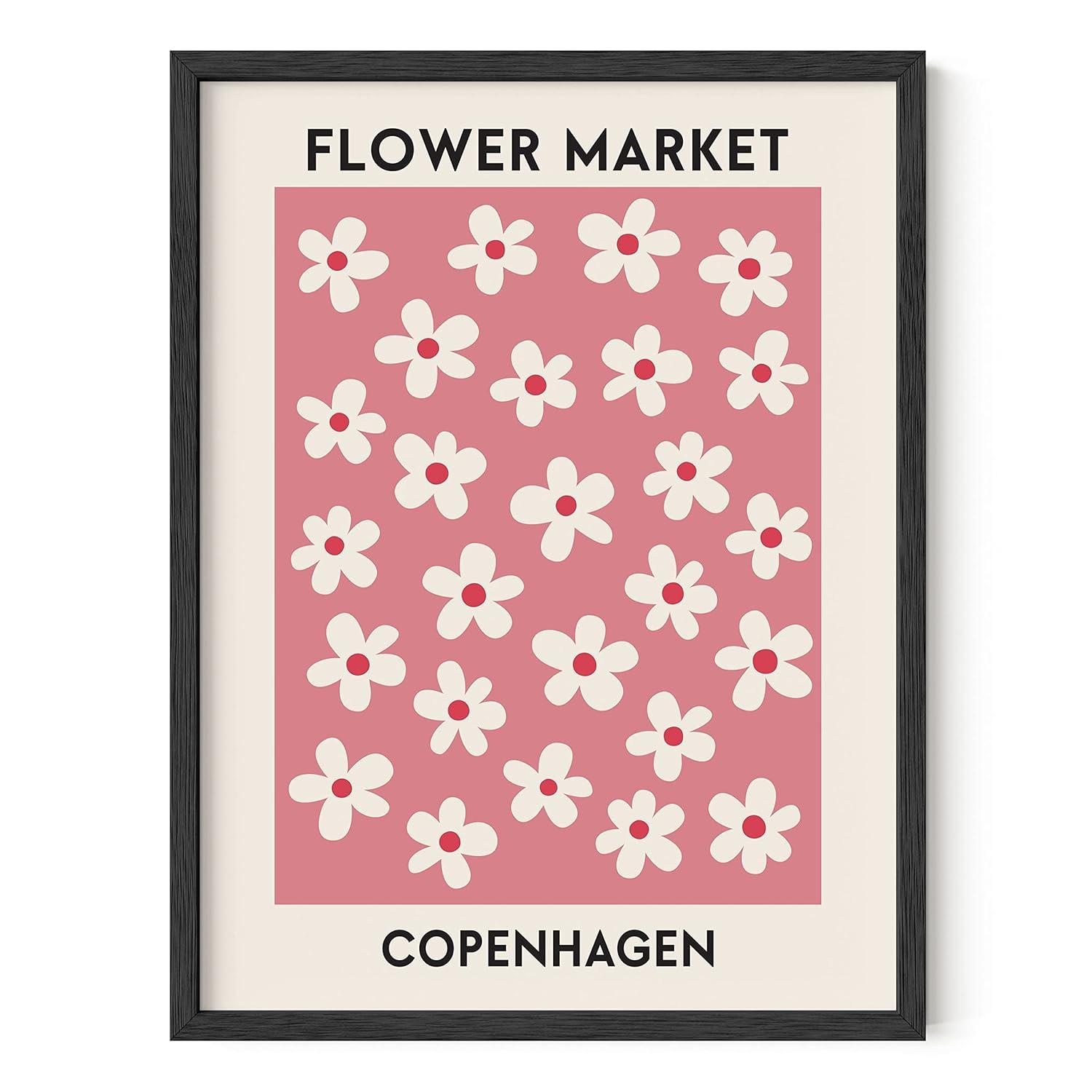HAUS AND HUES Flower Market Wall Art, Danish Pastel Poster (12x16 Unframed) - Flowers, Prints, Wall Decor