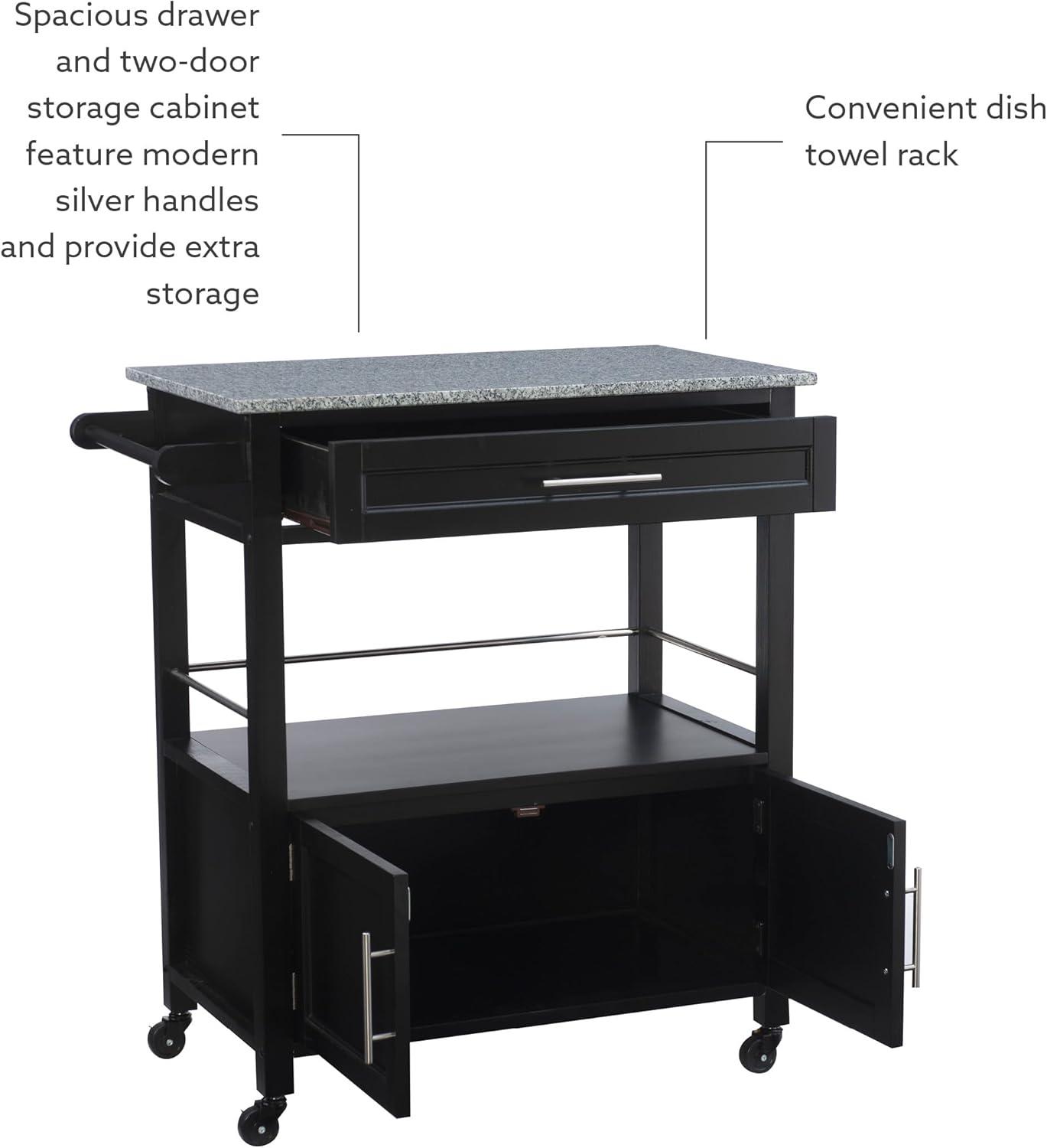 Cameron Kitchen Cart with Granite Top - Linon