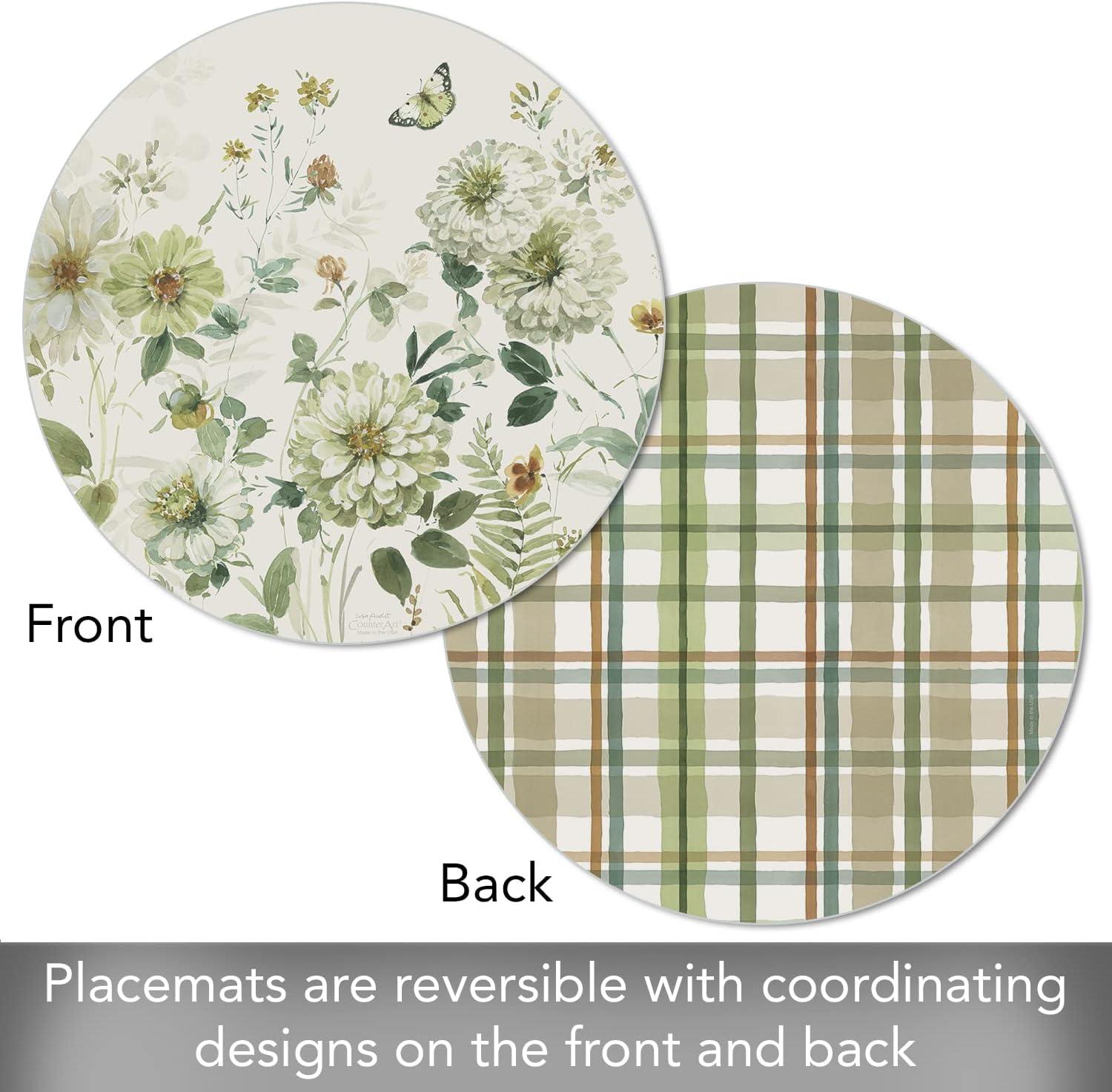 CounterArt "Fields Of Green" 4-Pack Round Reversible Plastic Tabletop Placemats