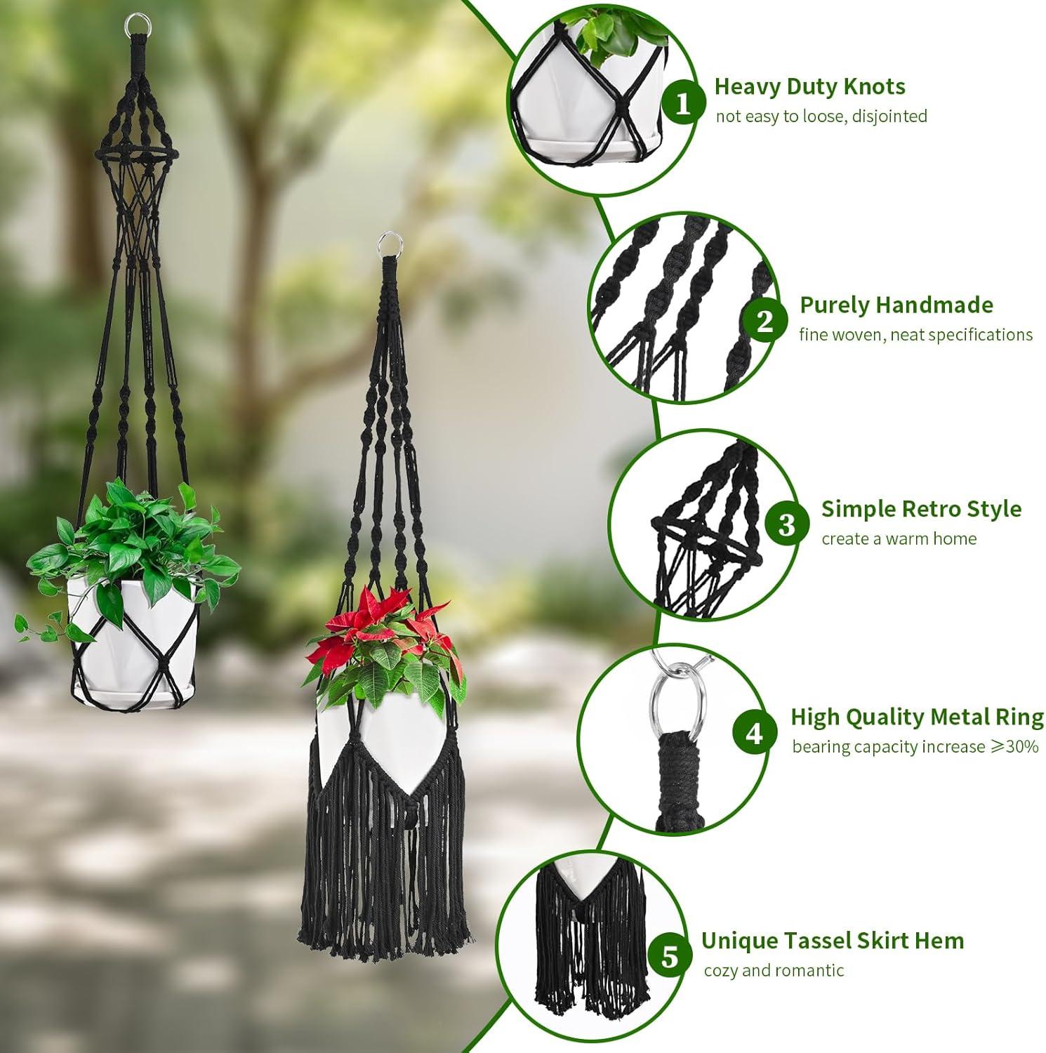 Plant Hangers, 6Pack Hanging for Indoor Plants W/Hangers Kit Handmade Macromay Plant Hangers Indoor Flower Pots