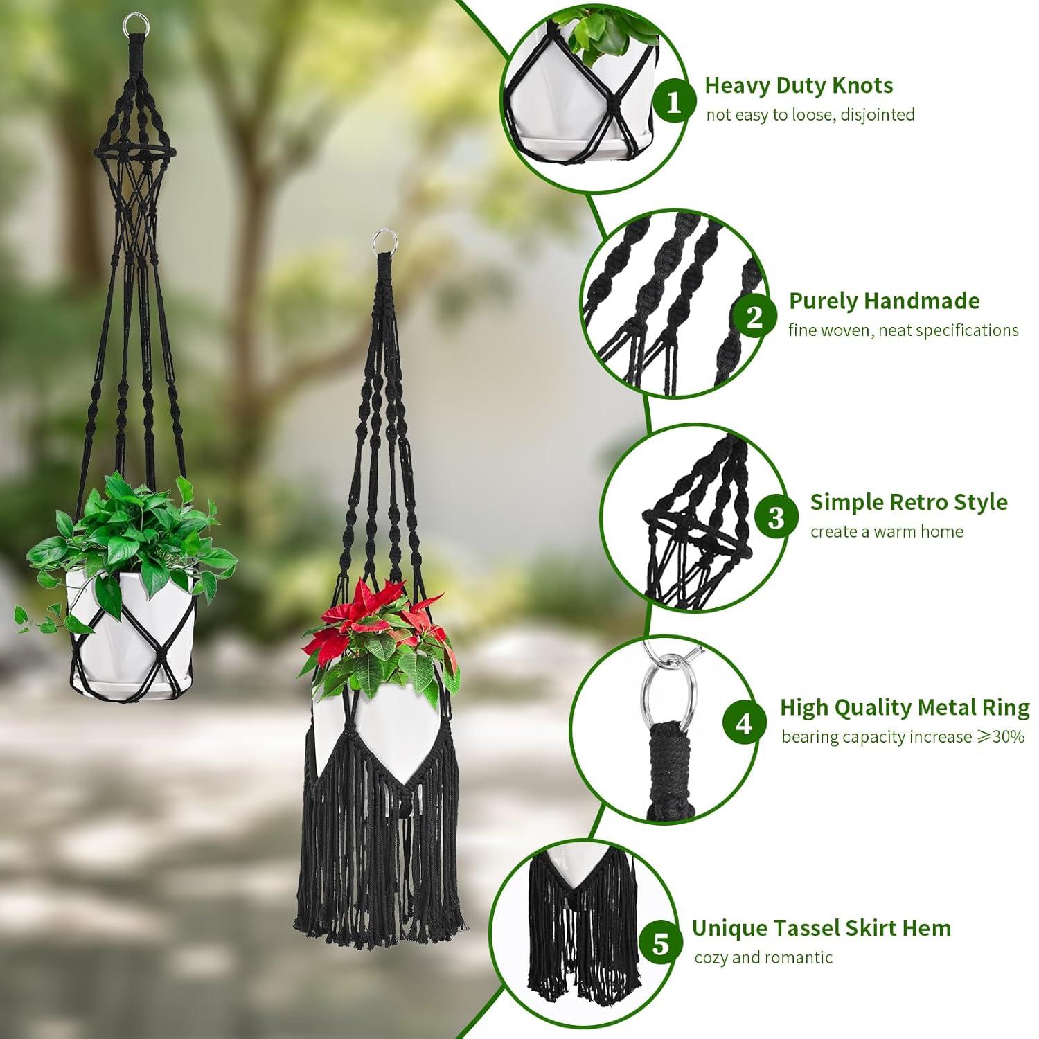 Plant Hangers, 6Pack Hanging for Indoor Plants W/Hangers Kit Handmade Macromay Plant Hangers Indoor Flower Pots