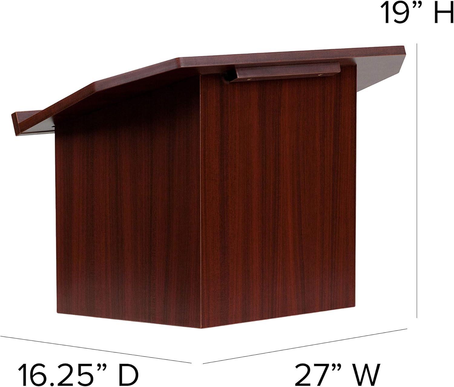 Collette Foldable Tabletop Lectern in Mahogany - Slanted Top with Ledge