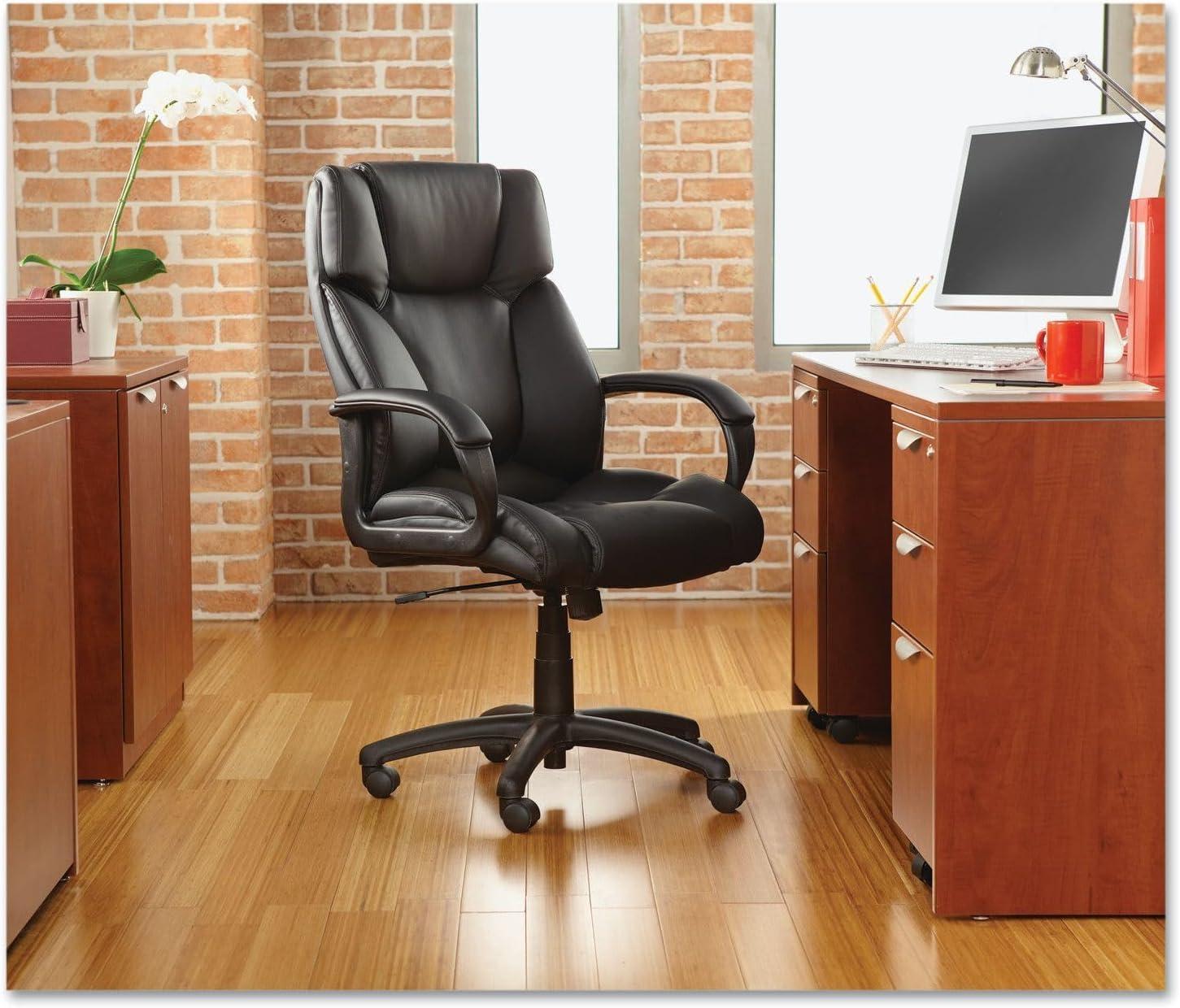 Black Leather High-Back Swivel Executive Office Chair