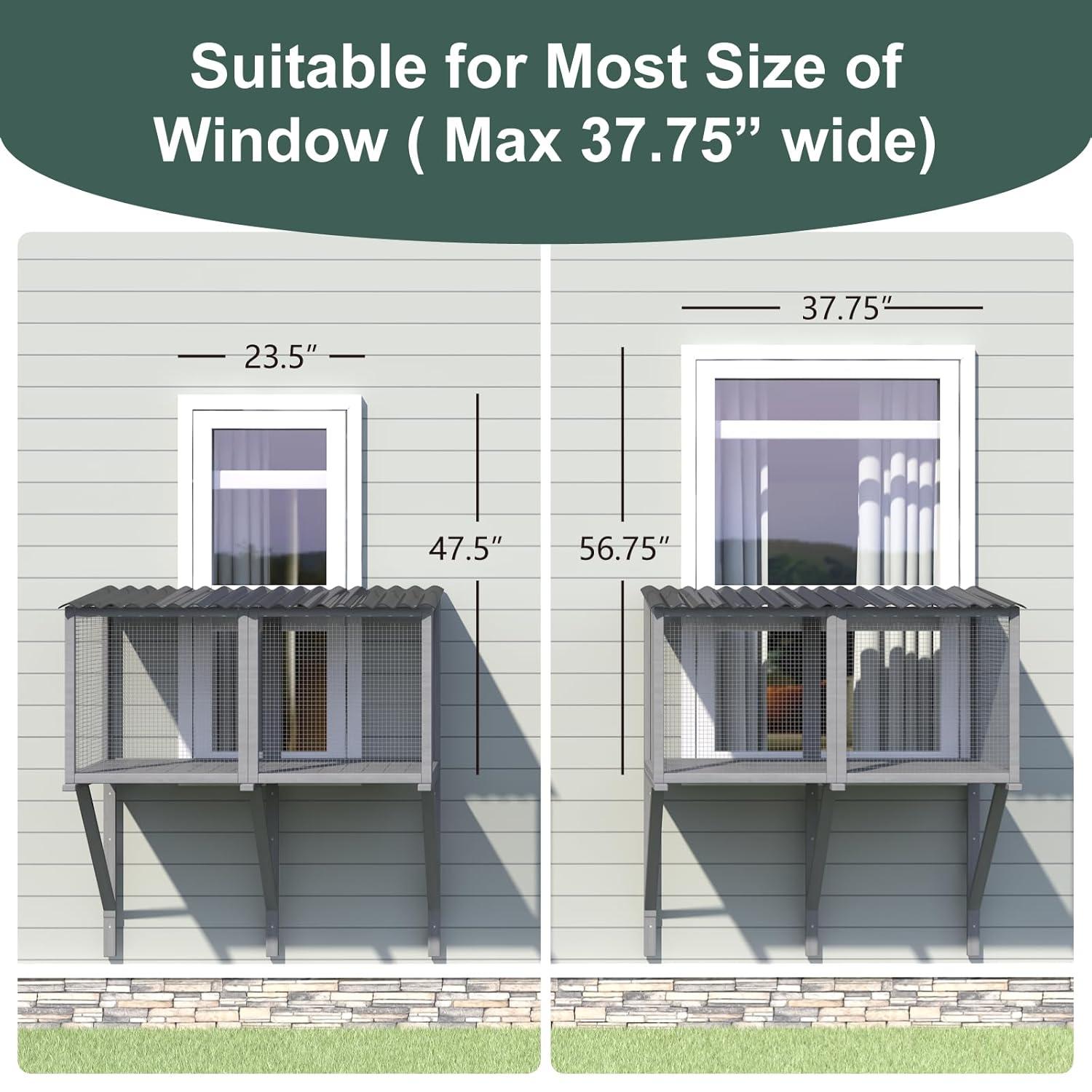 Tucker Murphy Pet™ Cat Catio,Cat Window Perch for Large Indoor Cats - Expandable Wooden Cat Window Box Enclosure for Multi Cats,