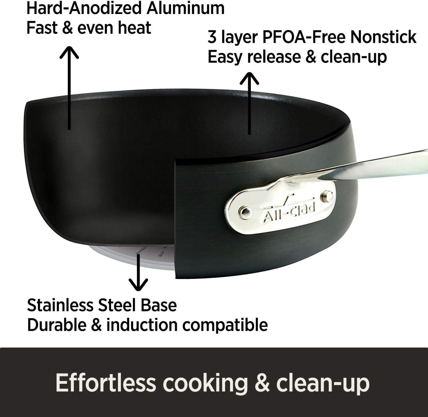 All-Clad 4-Quart Nonstick Hard-Anodized Aluminum Sauté Pan with Lid