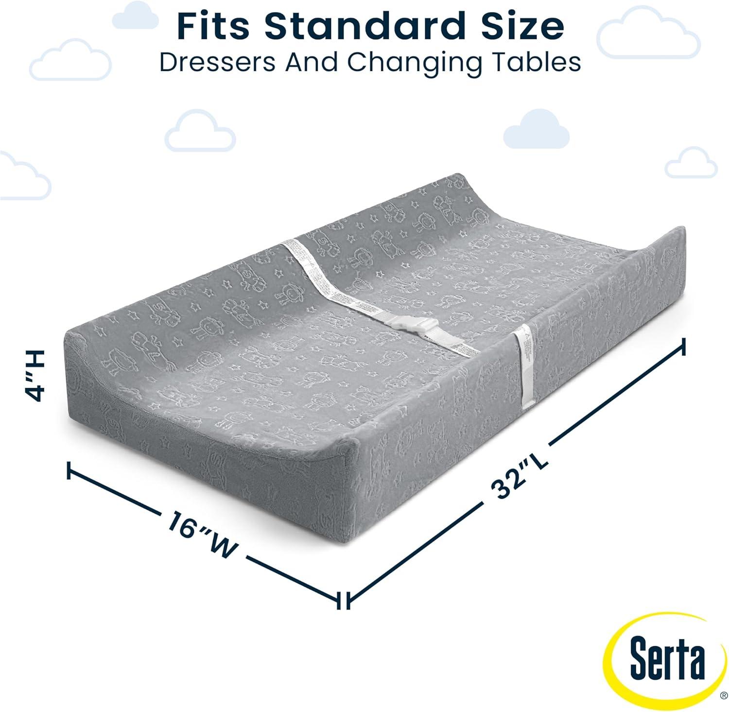 Serta Gray Plush Changing Pad with Safety Strap