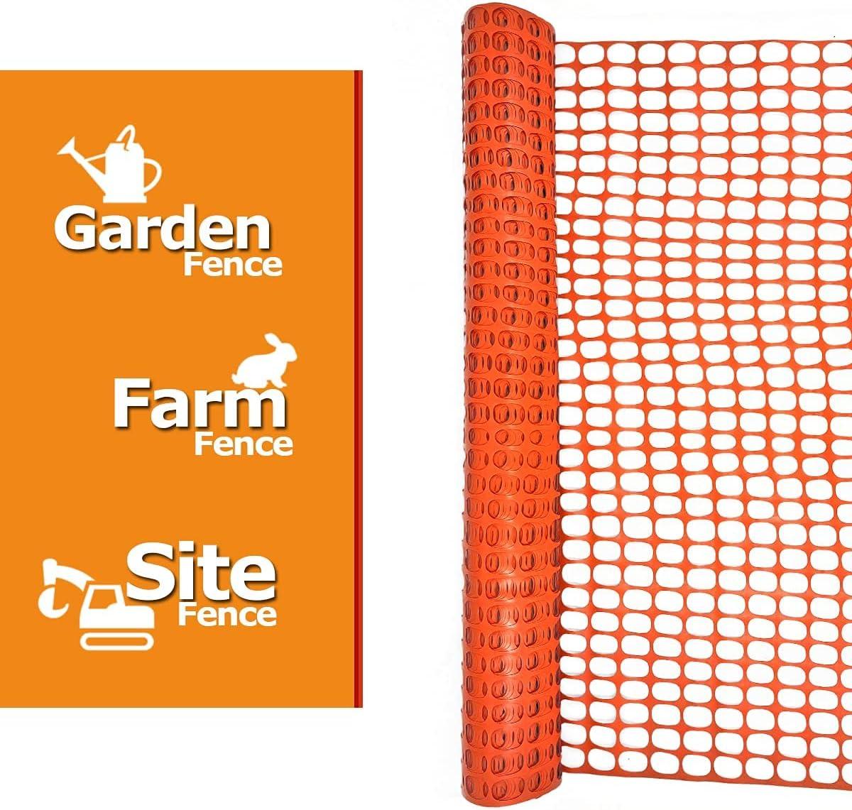 Ashman Plastic Mesh Fence, Construction Barrier Netting, Orange, 4'x200' Feet, 1 Roll, Garden Fencing, Fences Wrap, Above Ground, for Snow, Poultry, Chicken, Deer, Patio, Garden Netting, Orange 200FT