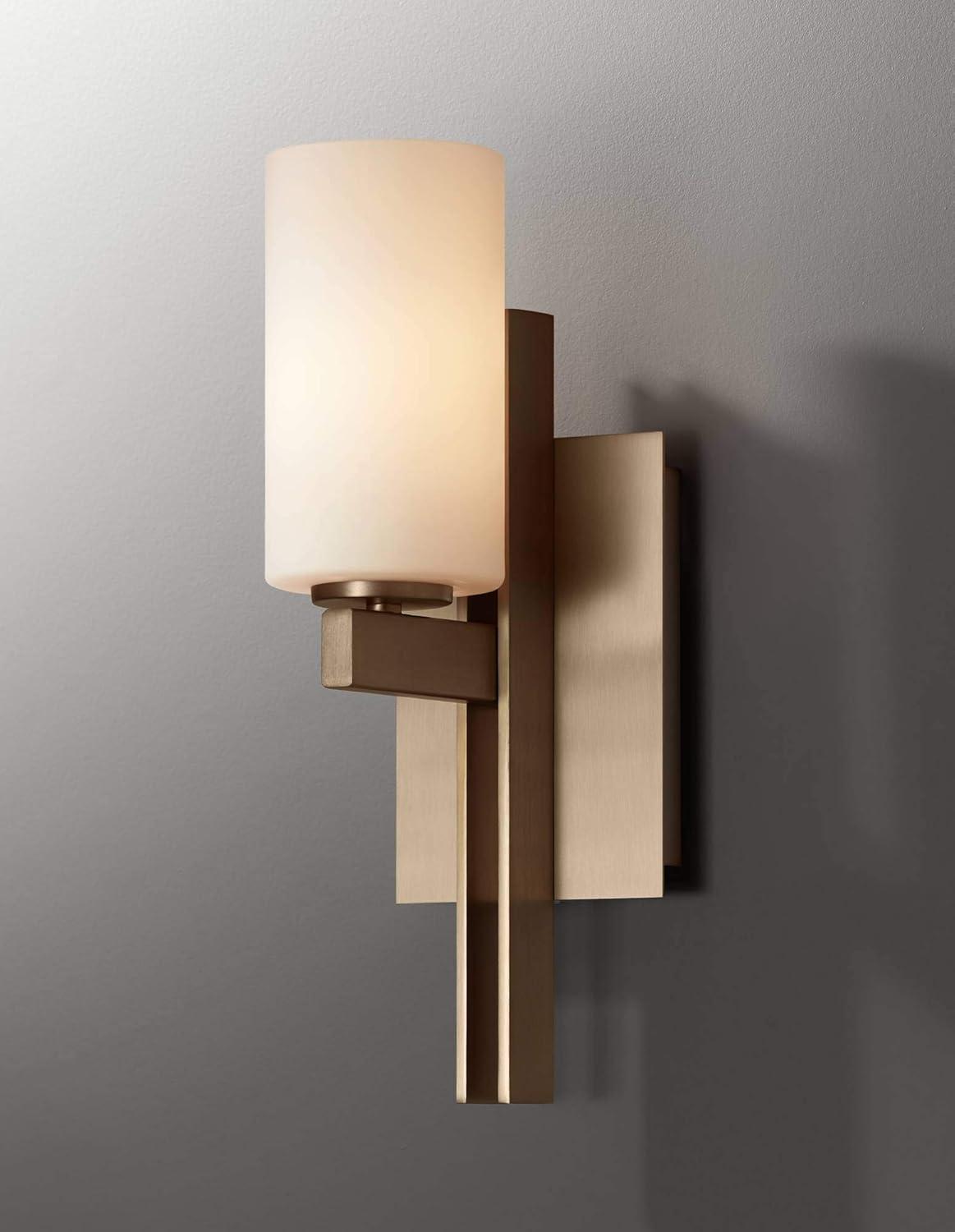 Possini Euro Design Ludlow Modern Wall Light Sconce Burnished Brass Hardwire 4 1/2" Fixture Frosted Glass for Bedroom Bathroom Vanity Reading Hallway