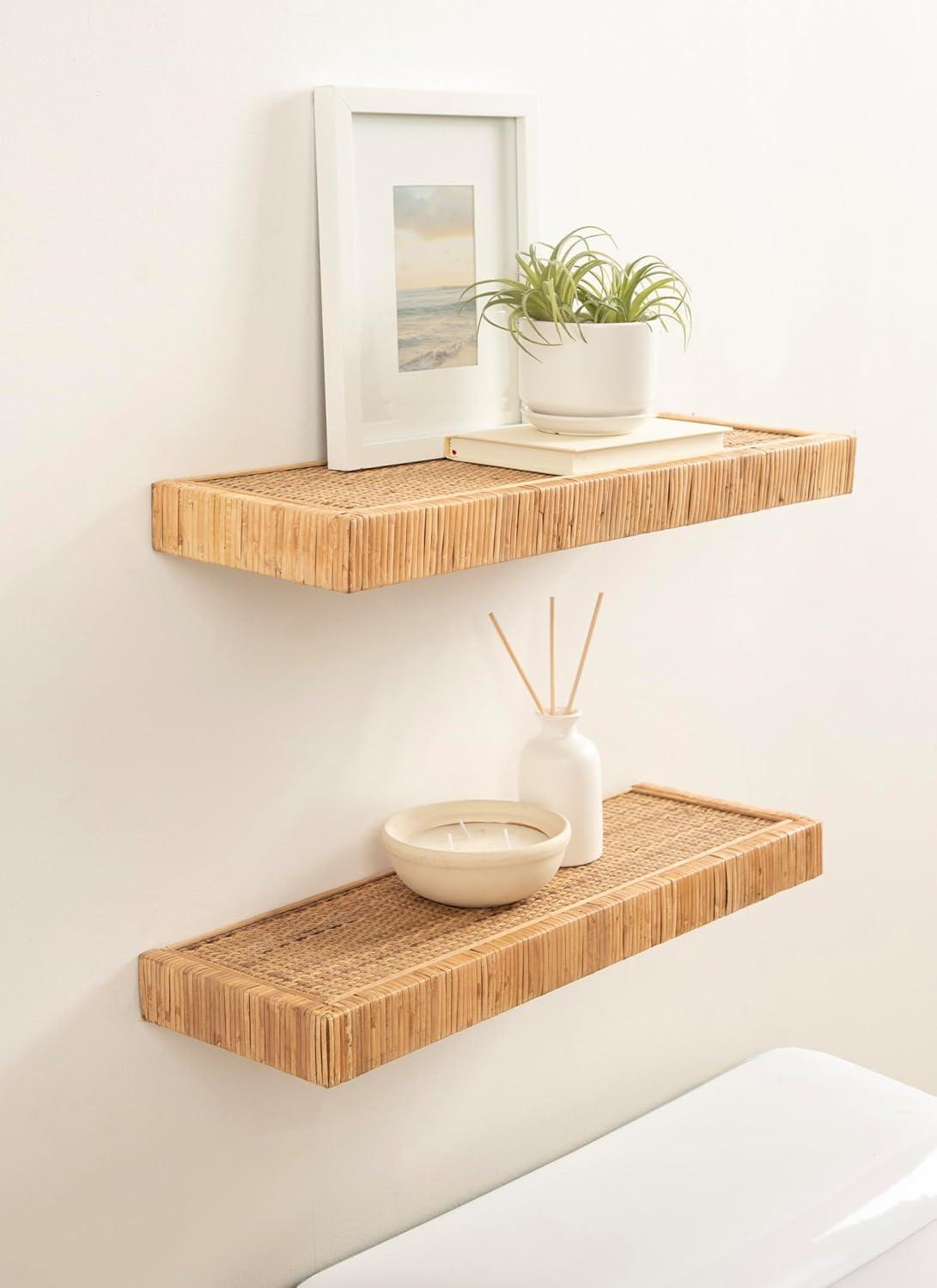 Kate and Laurel Rahmati Two-Piece Rattan Shelf Set