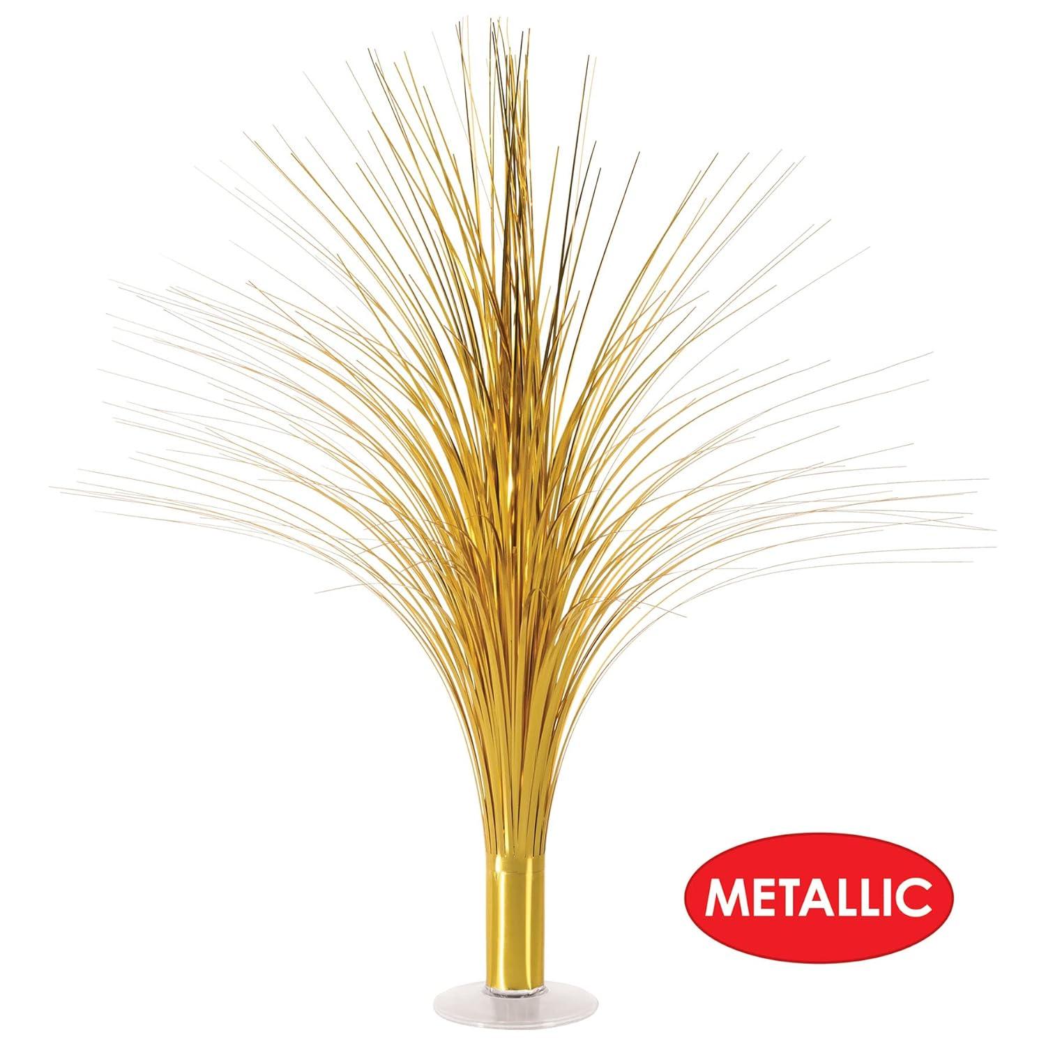 Beistle 2-Pack Metallic Spray Centerpiece, Shimmering Gold Decoration for New Years, Awards Night, & Birthday Parties, Table Decor for Events, 19”