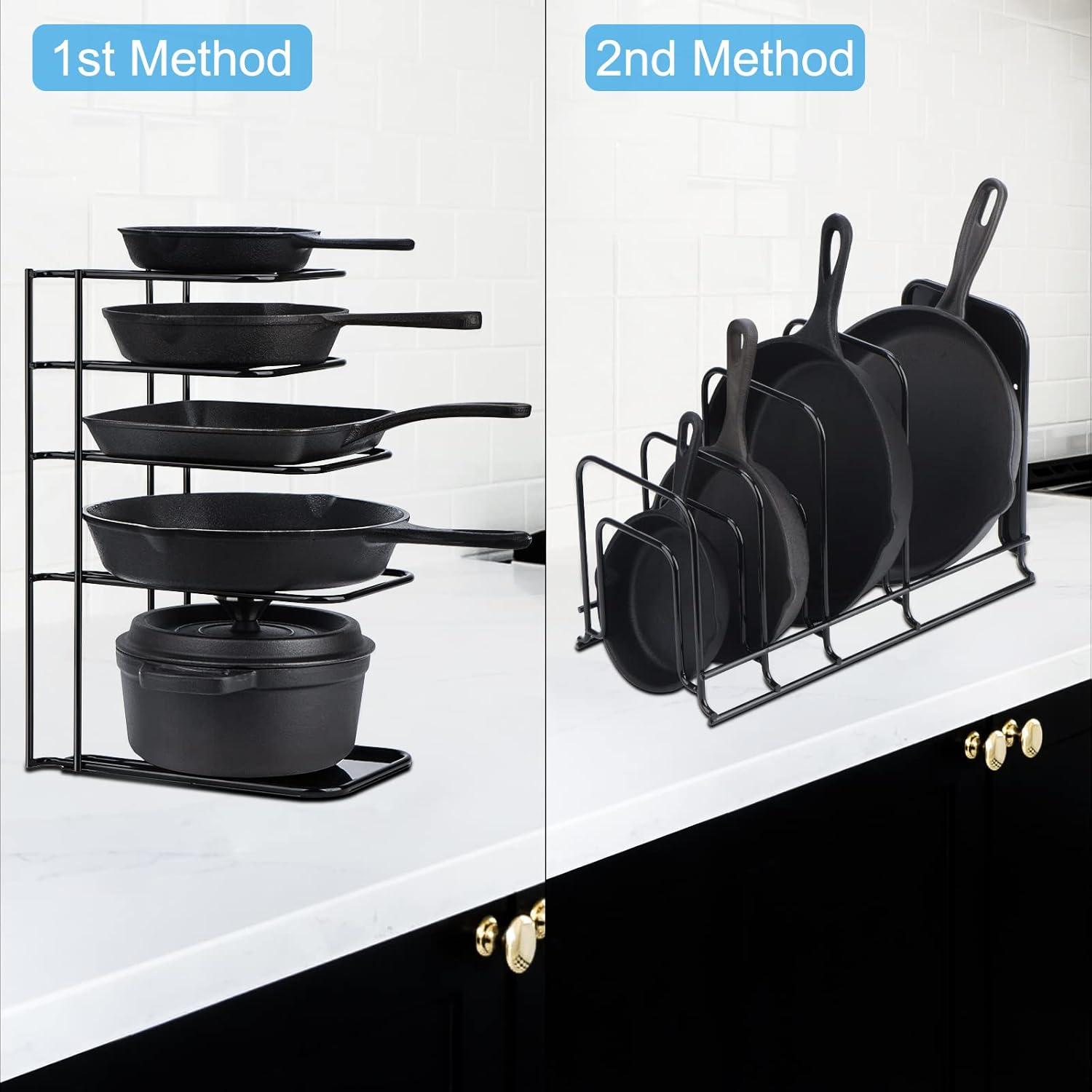 Heavy Duty Black Steel 5-Tier Pan Organizer Rack