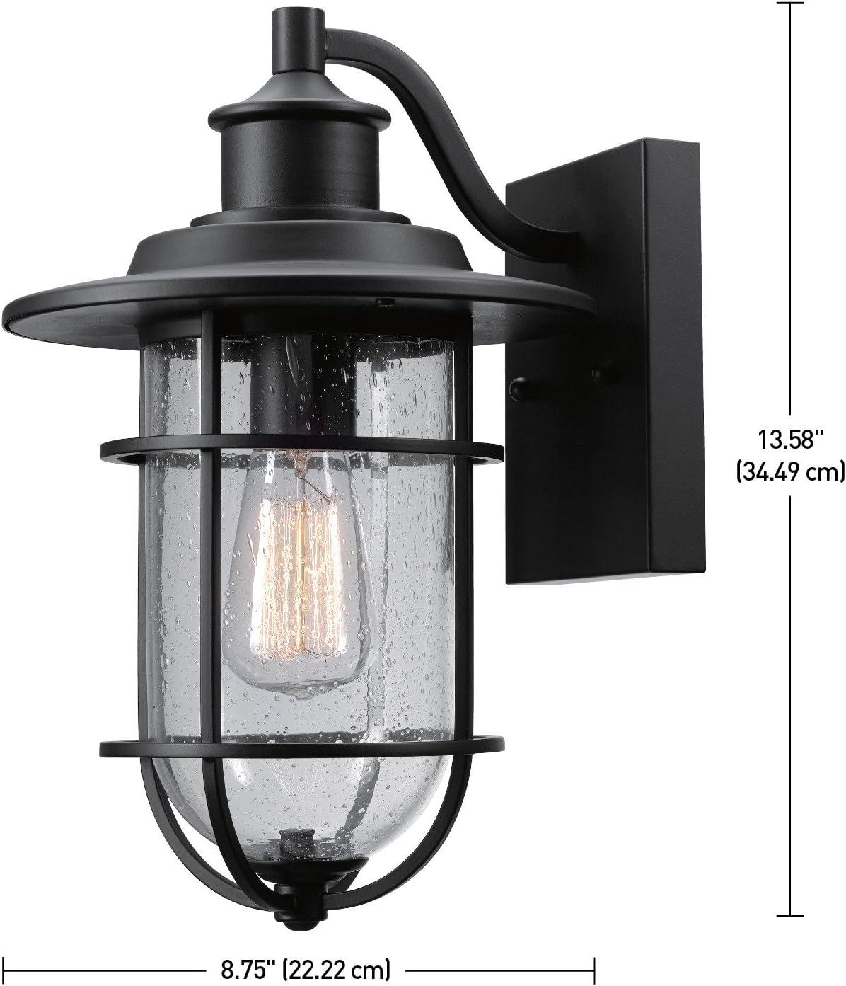 Turner Seeded Glass Shade Outdoor Wall Sconce in Black