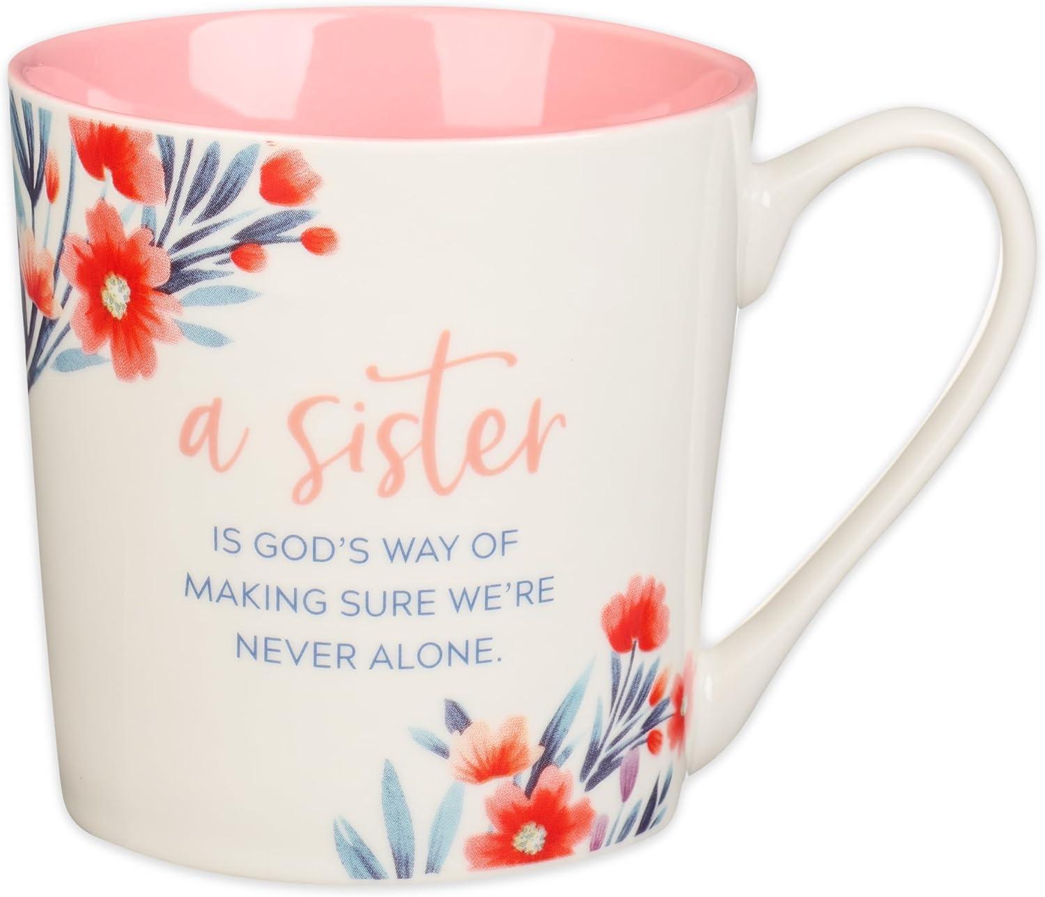 Christian Art Gifts Large Ceramic Encouraging Coffee & Tea Mug for Sisters: Proverbs 31:29 Scripture, Cute Religious Cup for Women, Microwave & Dishwasher Safe Drinkware, Pink/White Floral 14 oz.