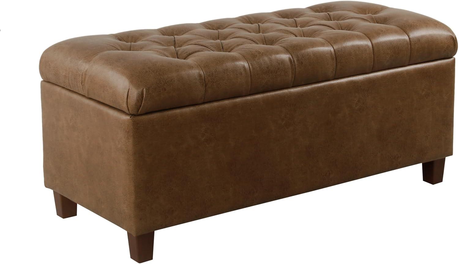 Ainsley Button Tufted Storage Bench Faux Leather - HomePop