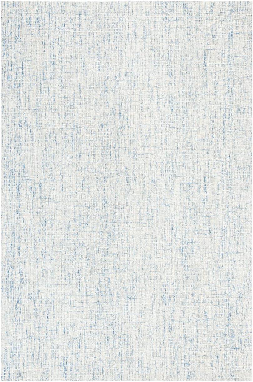 Ivory and Blue Abstract Hand-Tufted Wool Accent Rug - 27" x 4"