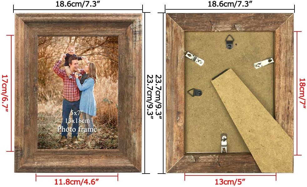 Afuly Rustic Picture Frames 5x7 Wooden Picture Frame Set of 2, Barnwood Distressed Western Vintage Photo Frames with Real Glass, Wall & Tabletop Display, Housewarming Wedding Gifts