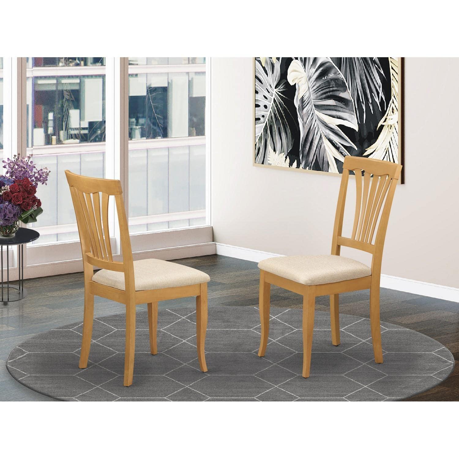 East West Furniture, AVC-OAK-C Avon Chair With Cushion Seat - Oak Finish