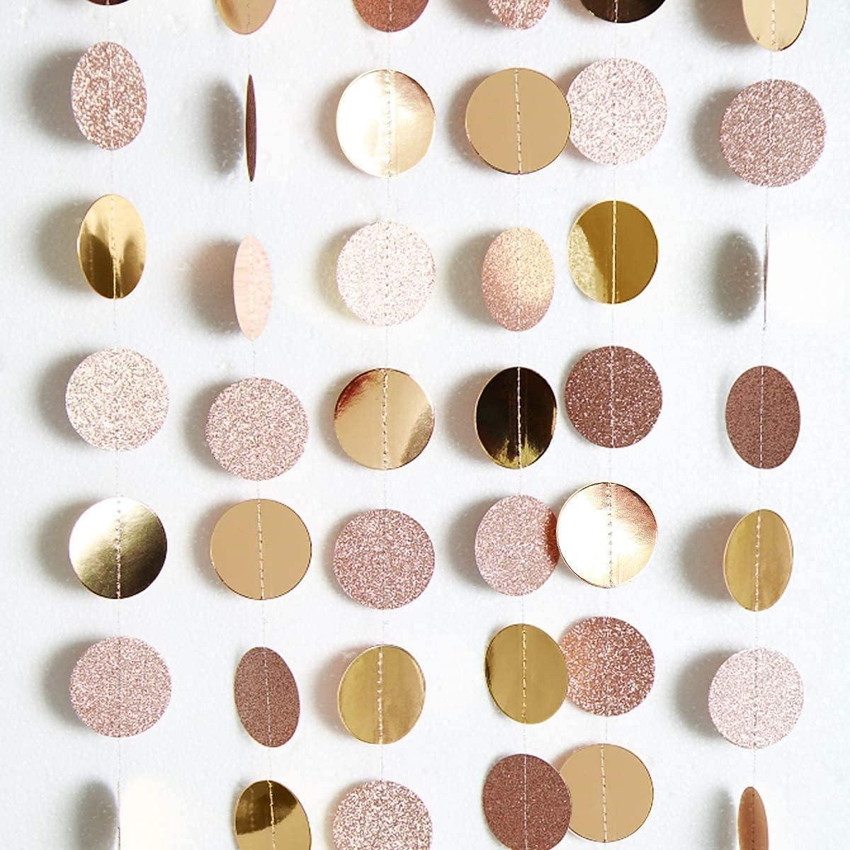 Decor365 Champagne Gold Birthday Decorations Glitter Gold Party Garland Decorations Circle Streamers Banner Backdrop Christmas New Year Eve NYE Anniversaries Bridal Graduations Parties Decor