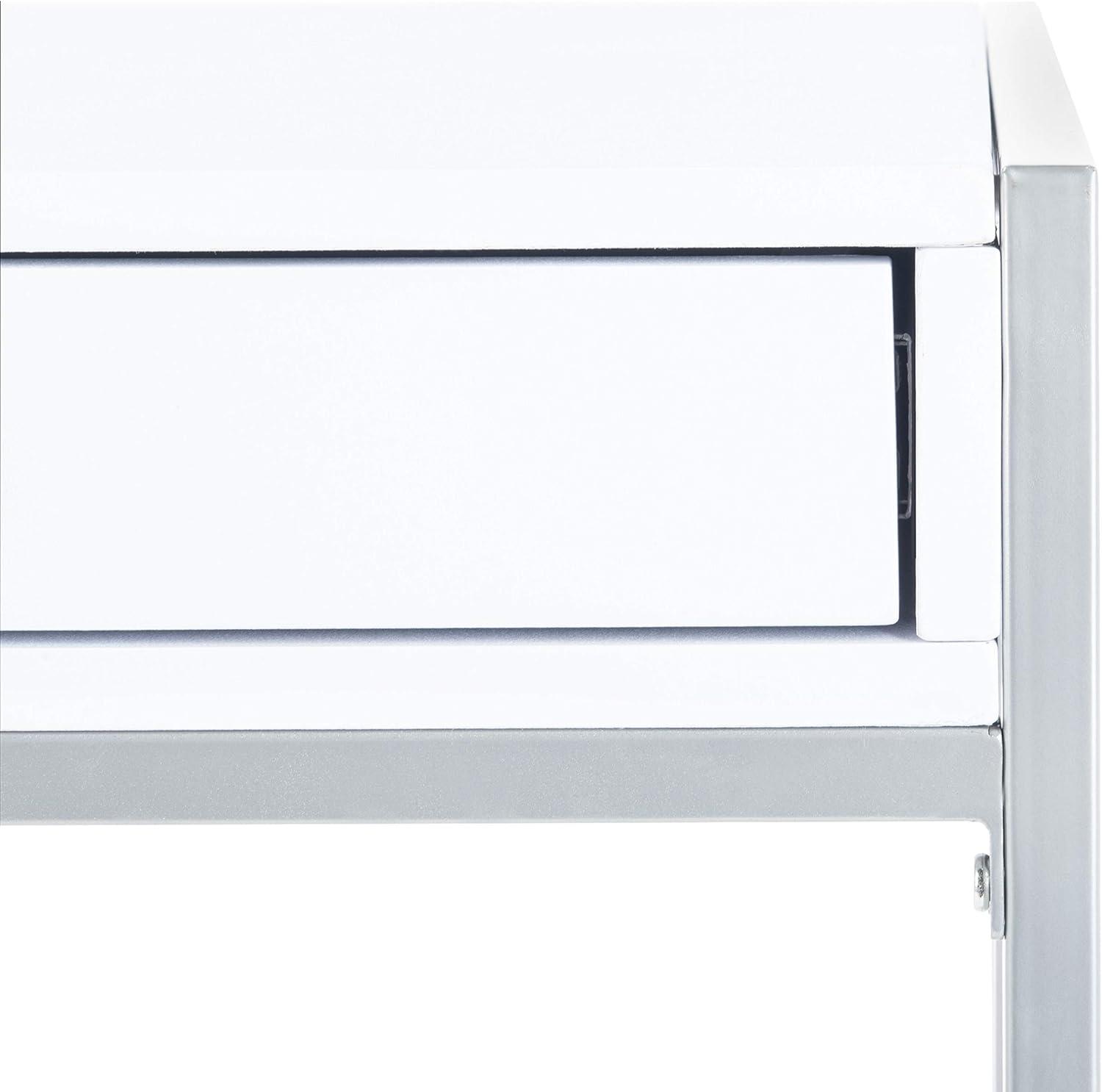 Elaine 1 Drawer Desk - White/Silver - Safavieh