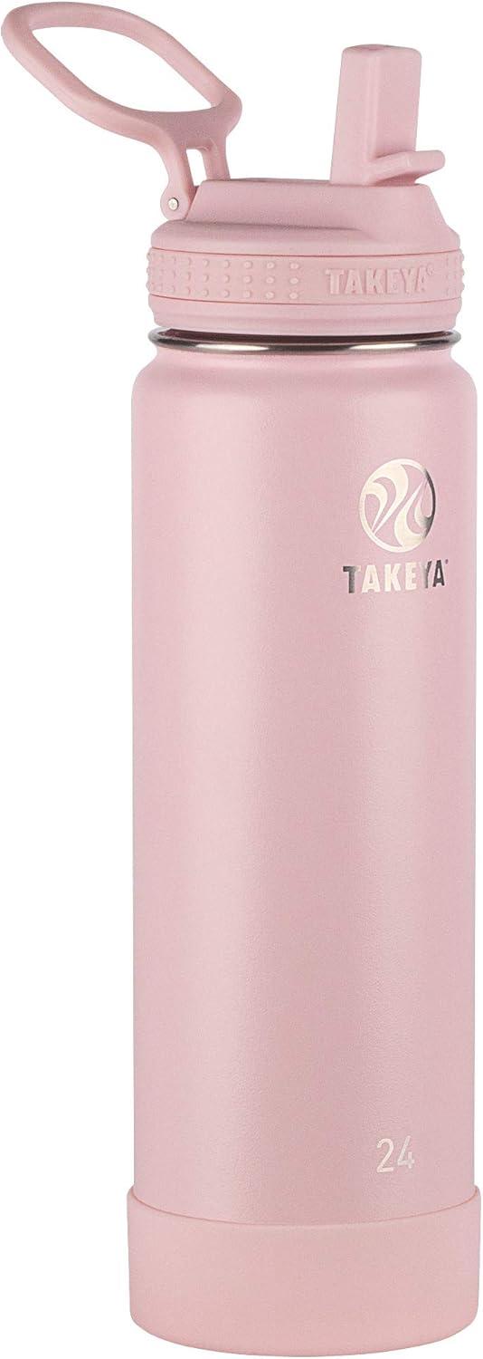 Takeya Actives Stainless Steel Water Bottle w/Straw lid, 24oz Blush