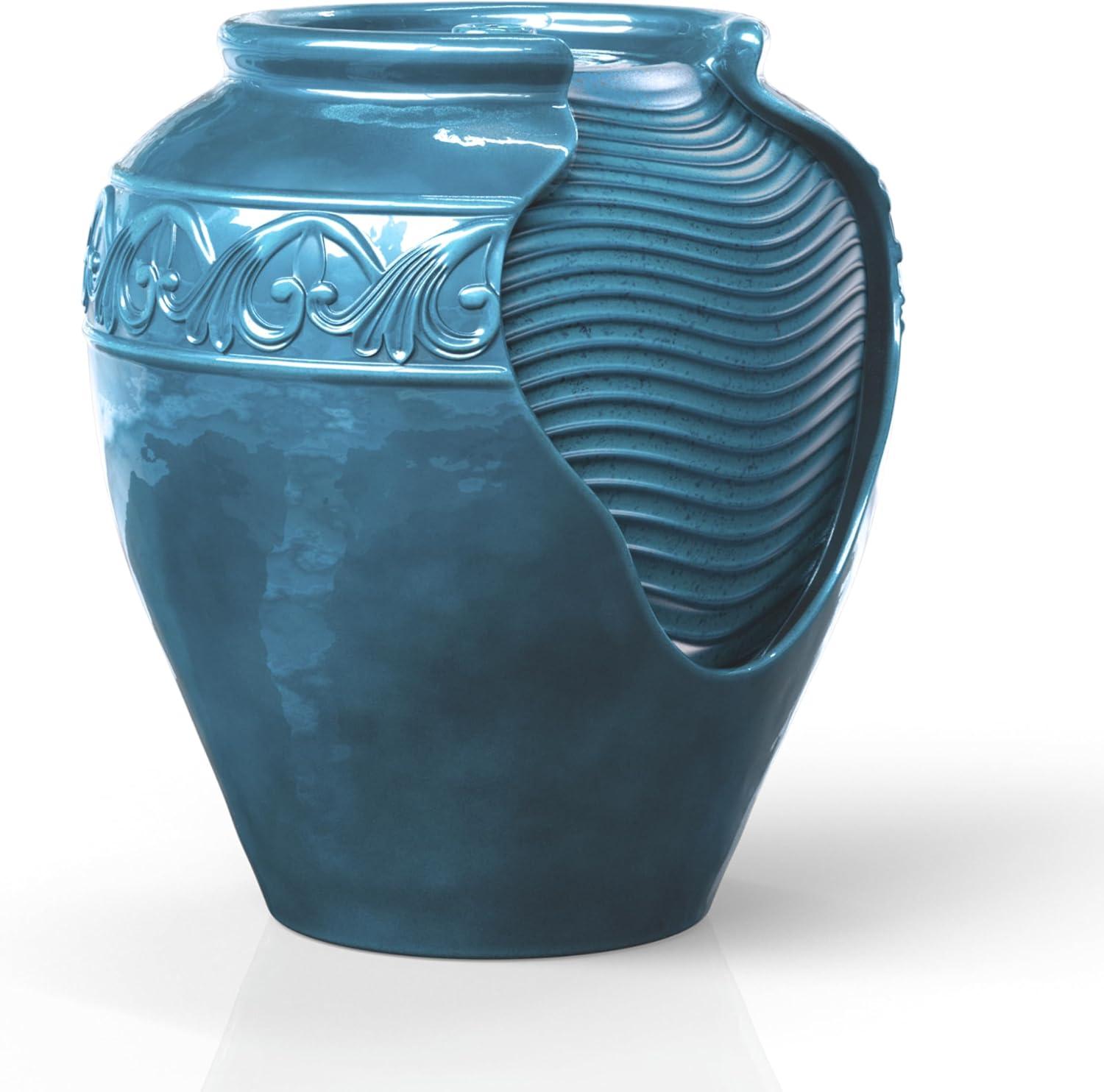 Teamson Home 16.93" Outdoor Glazed Pot Water Fountain