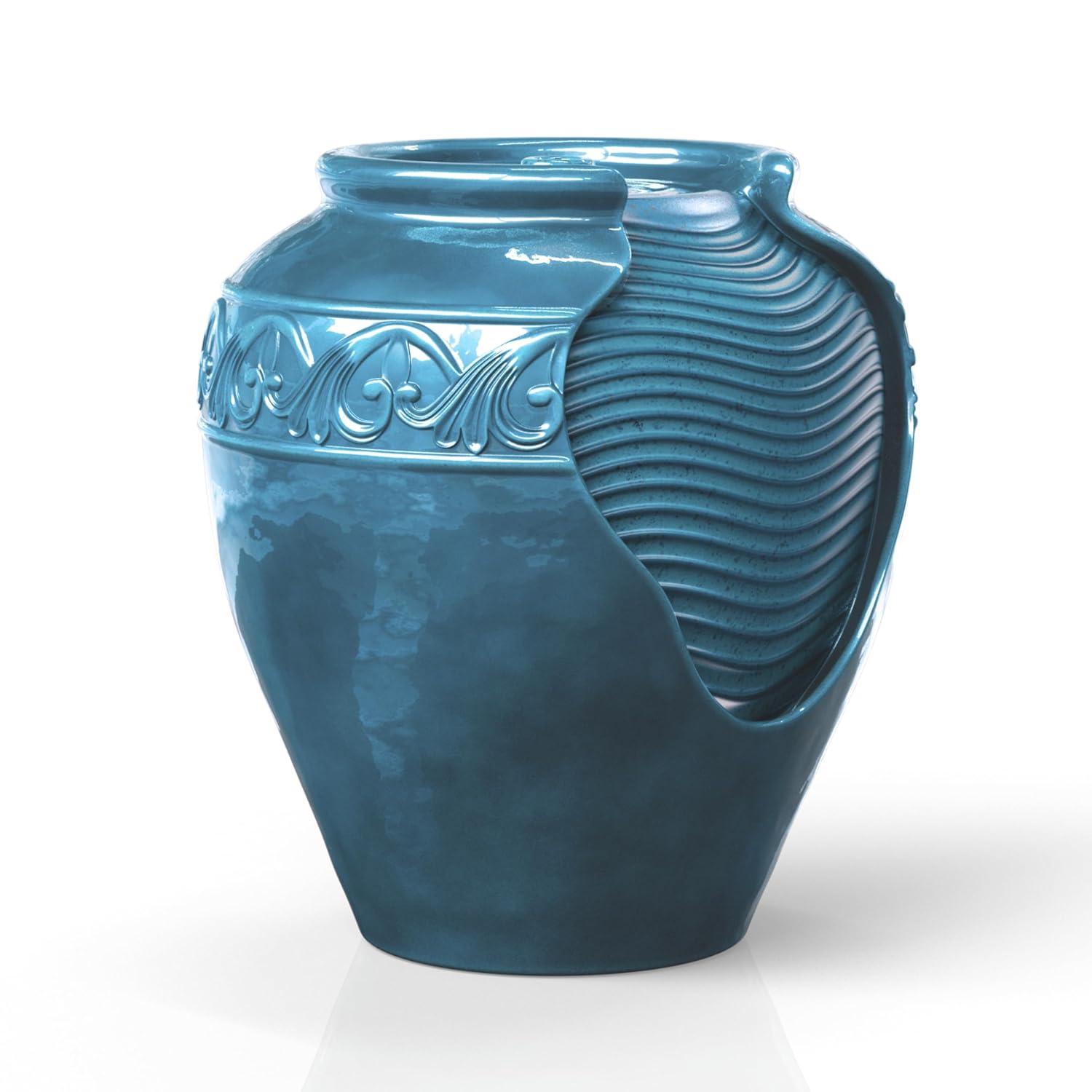 Teamson Home 16.93" Outdoor Glazed Pot Water Fountain