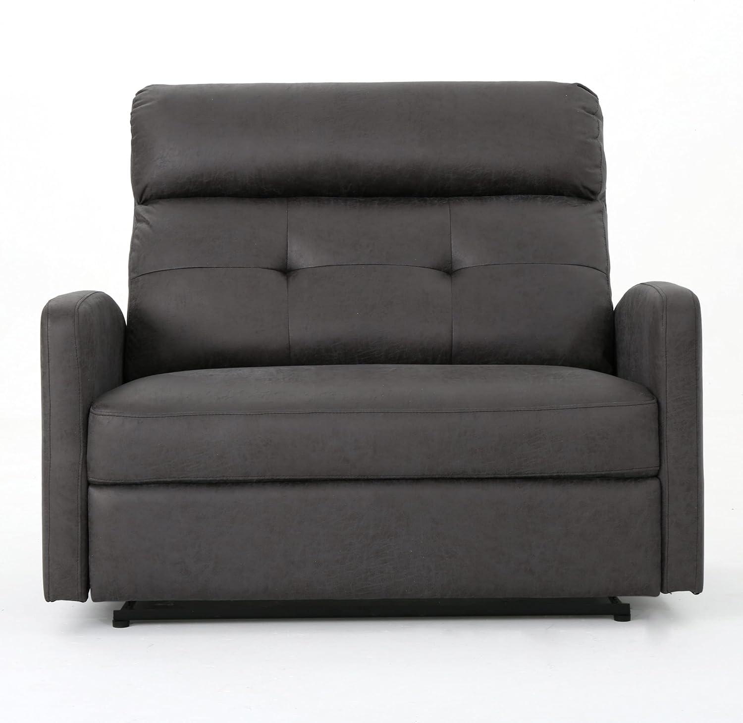 Slate Gray Microfiber 2-Seater Recliner with Wood Frame