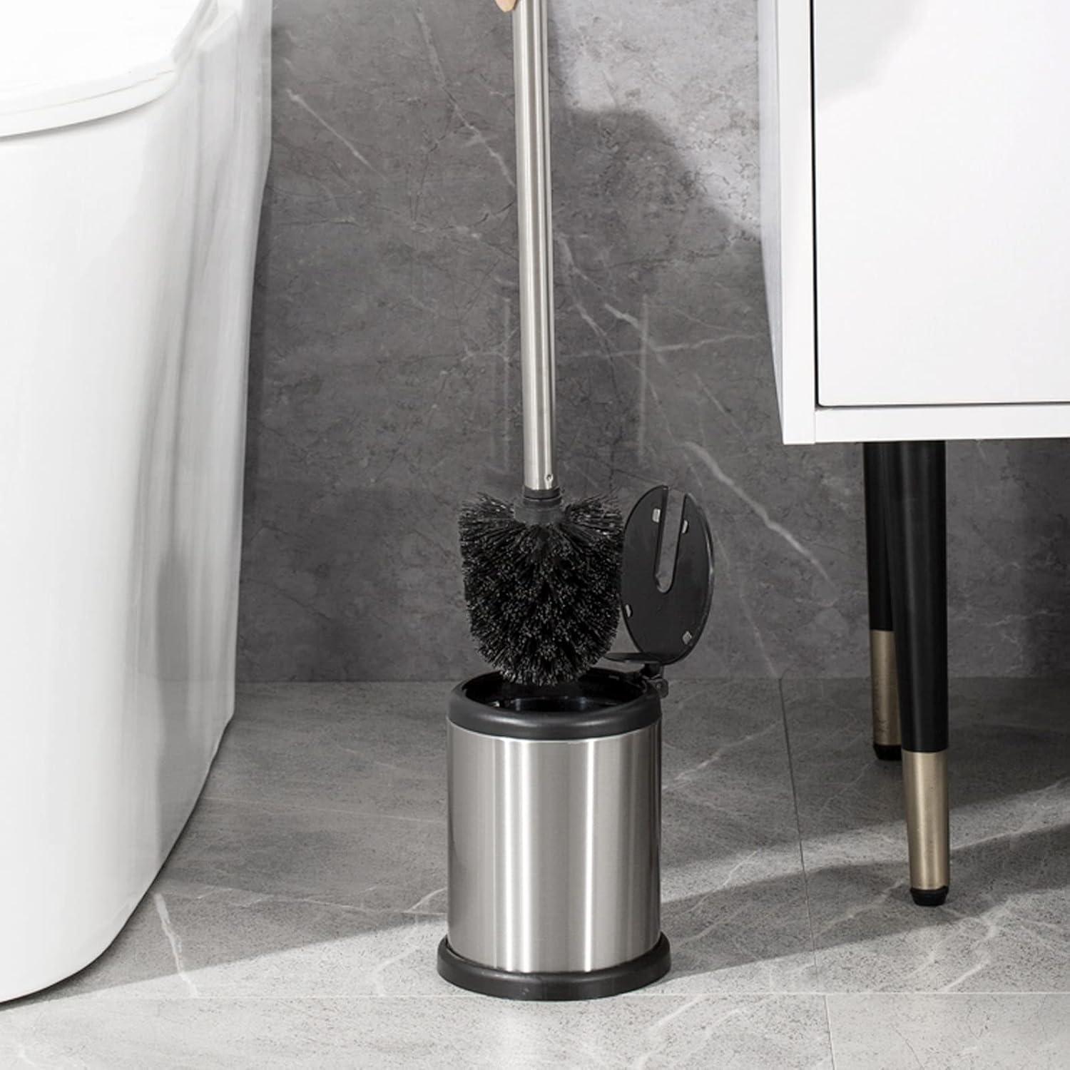 Casaphoria Stainless Steel Round Toilet Brush and Holder Set