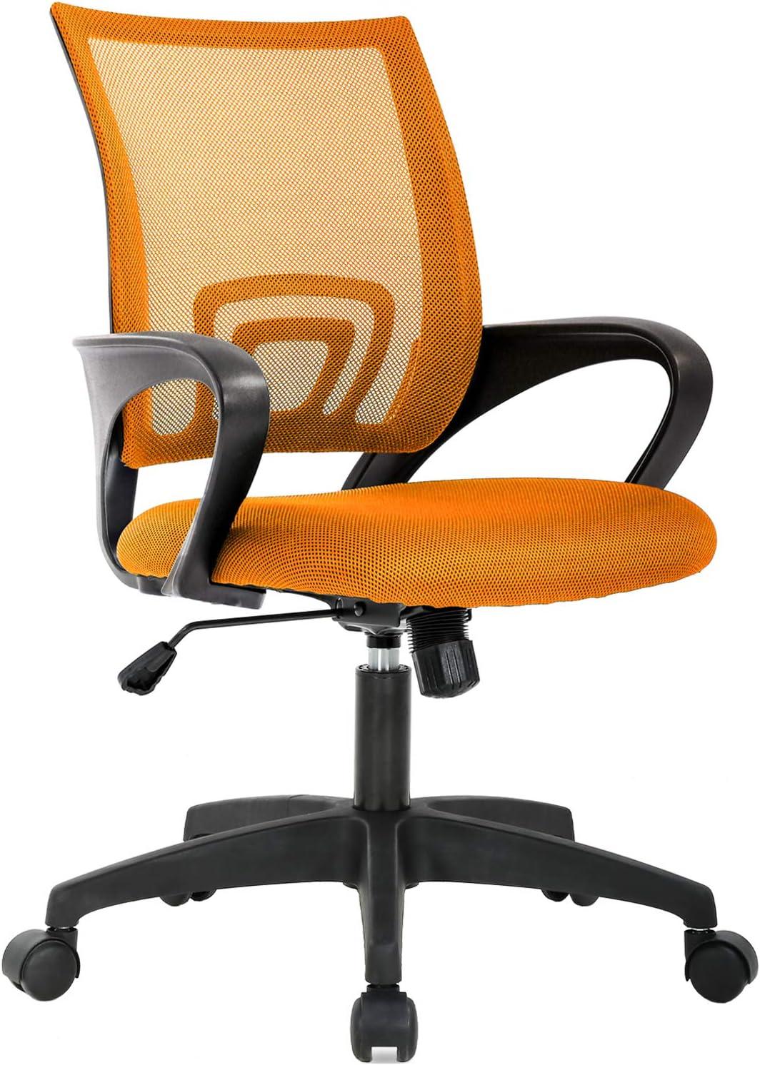 BestOffice Ergonomic Office Chair, Lumbar Support, Adjustable Height with Armrests for Adults(Orange)