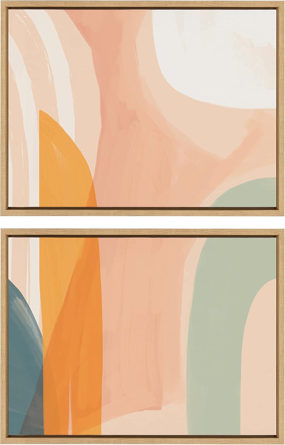 Kate and Laurel Sylvie Sunrise Over Marrakesh 1 and 2 Framed Canvas by Kate Aurelia Holloway, 2 Piece 18x24, Natural