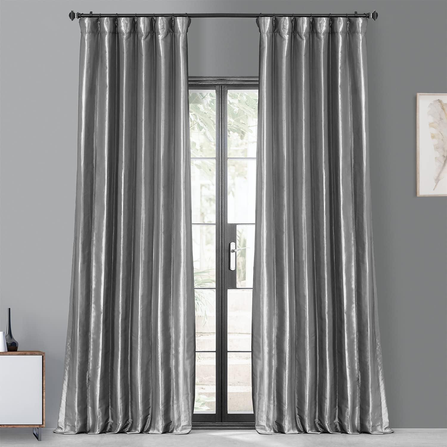 Platinum Blackout Faux Silk Taffeta Curtain (1 Panel), Platinum, 50W X 84L