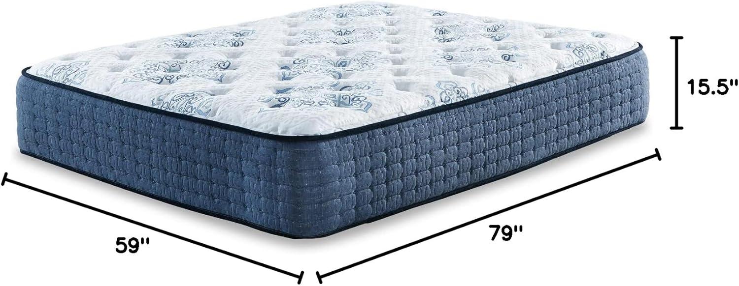 Queen Size White and Blue Gel Memory Foam Innerspring Mattress