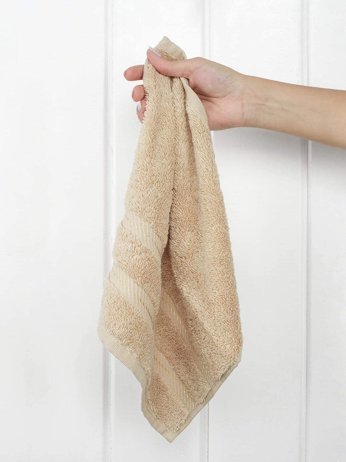 American Soft Linen 4 Pack Washcloth Set, 100% Cotton Washcloth Hand Face Towels for Bathroom and Kitchen, Sand Taupe