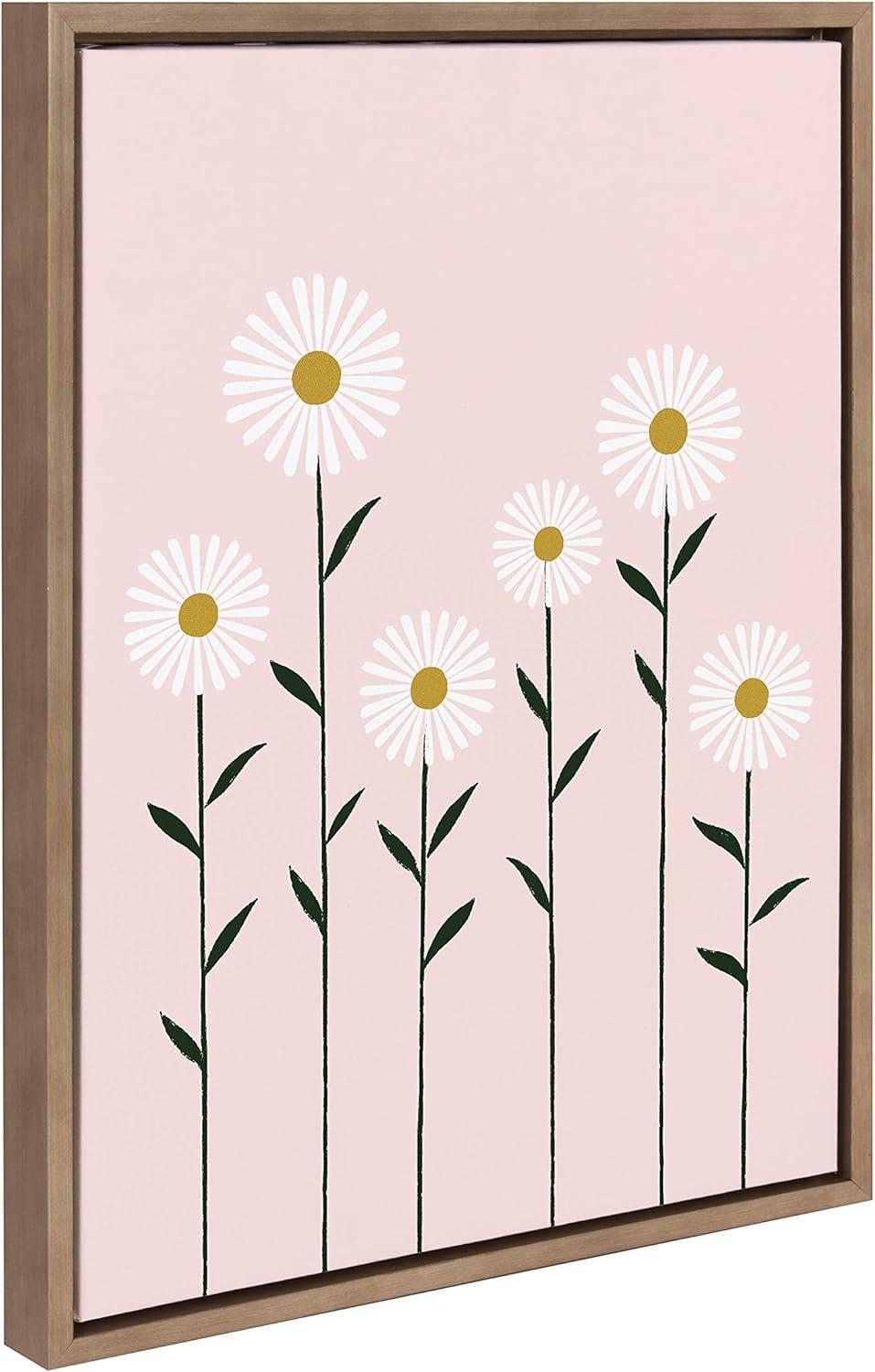 18" x 24" Sylvie Daisies Framed Canvas by Duchess Plum Gold - Kate & Laurel: Modern Botanical Wall Decor