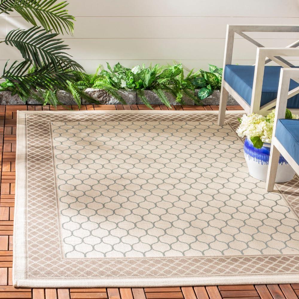 Courtyard CY7933 Power Loomed Indoor/Outdoor Area Rug - Beige/Dark Beig - 5'3"x7'7" - Safavieh.