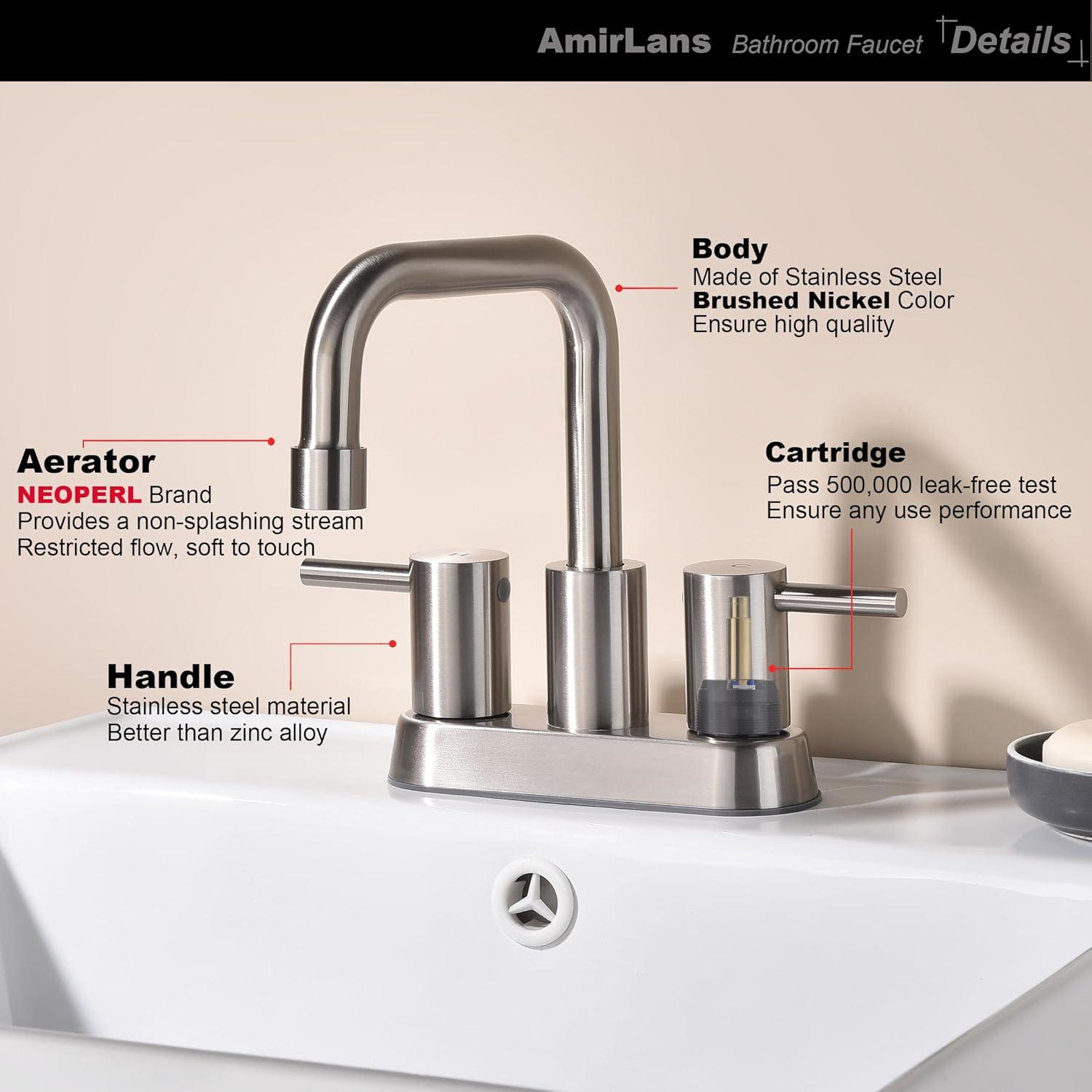 Matte Black 8 inch Widespread Bathroom Sink Faucet Vanity Lavatory Faucet for 3 Holes with Pop up Drain and 360 Degree Swivel Brass Spout