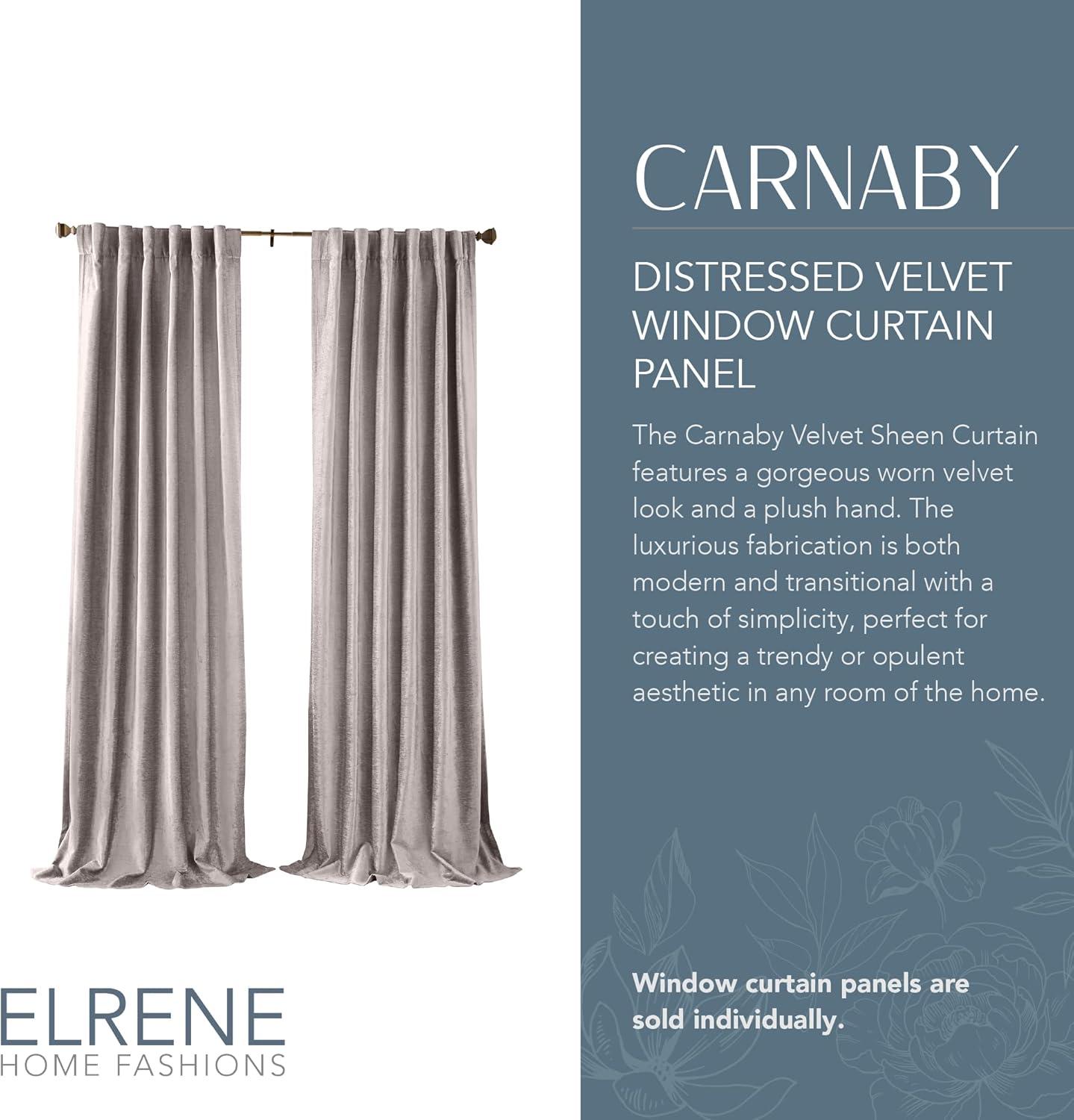 Carnaby Rustic Vogue Distressed Velvet Single Window Curtain Panel - Elrene Home Fashions