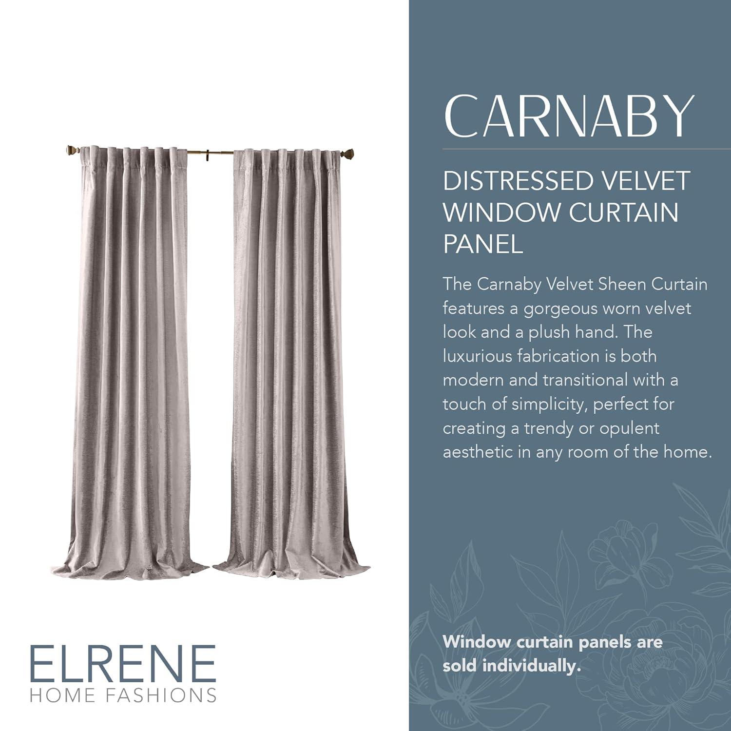 Carnaby Rustic Vogue Distressed Velvet Single Window Curtain Panel - Elrene Home Fashions