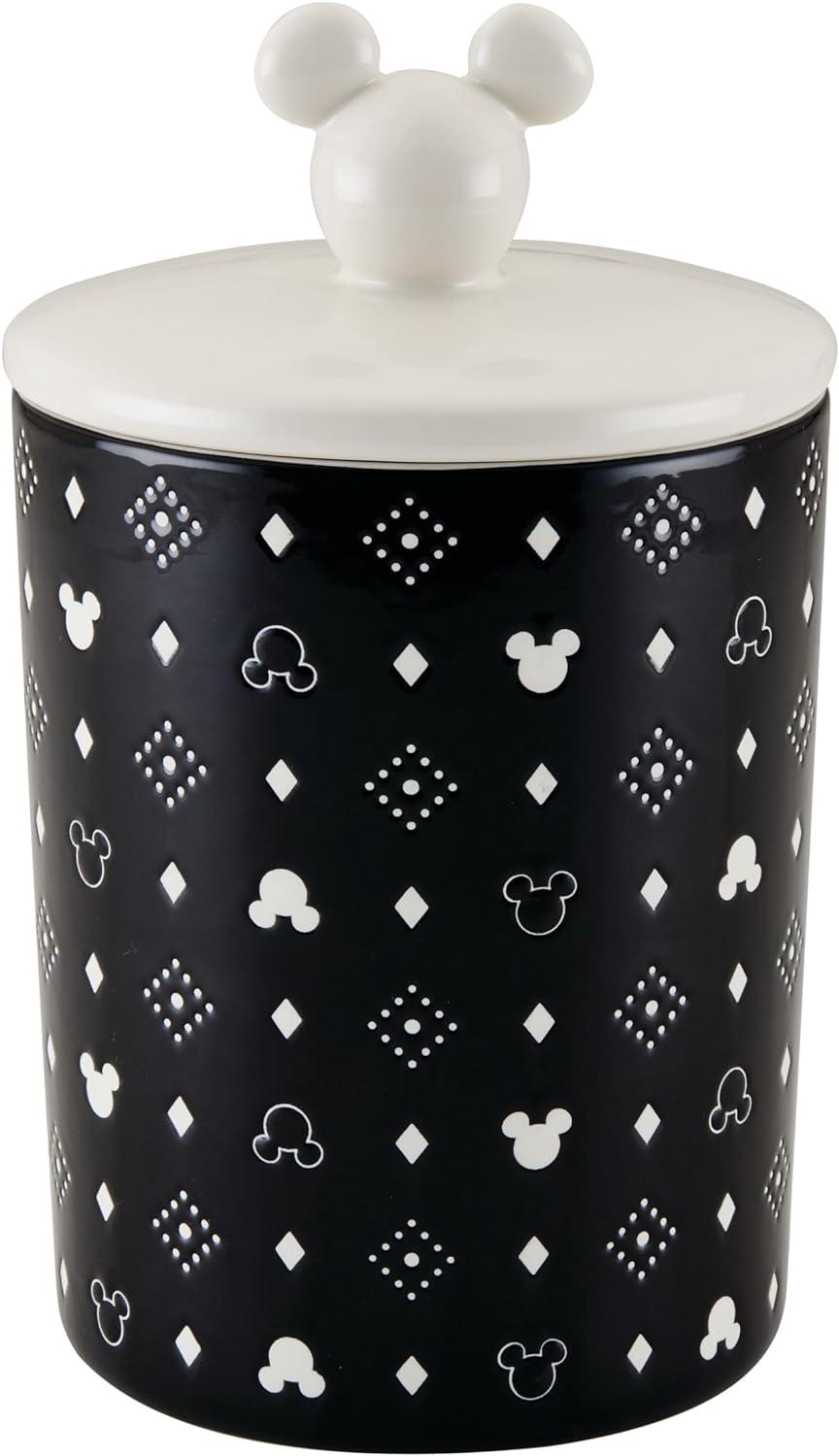 Black Geometric Ceramic Canister with Lid, 7 Cup