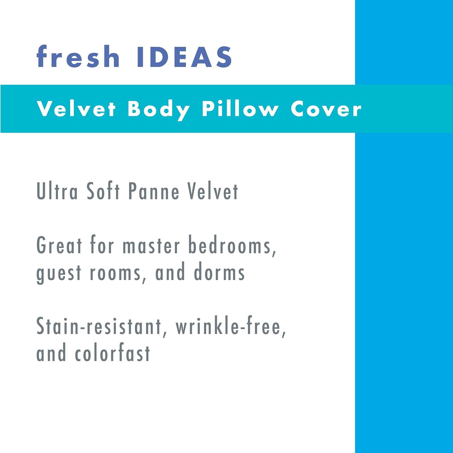 Fresh Ideas Velvet Body Pillow Cover, 20 inches by 54 inches, Pink, 2-Pack