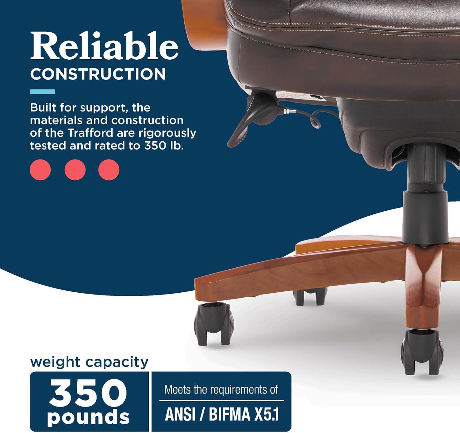 La-Z-Boy Big and Tall Trafford Executive Office Chair with AIR Ergonomic Support Technology, High Back Ergonomic Chair with Lumbar Support, Bonded Leather & Reviews | Wayfair