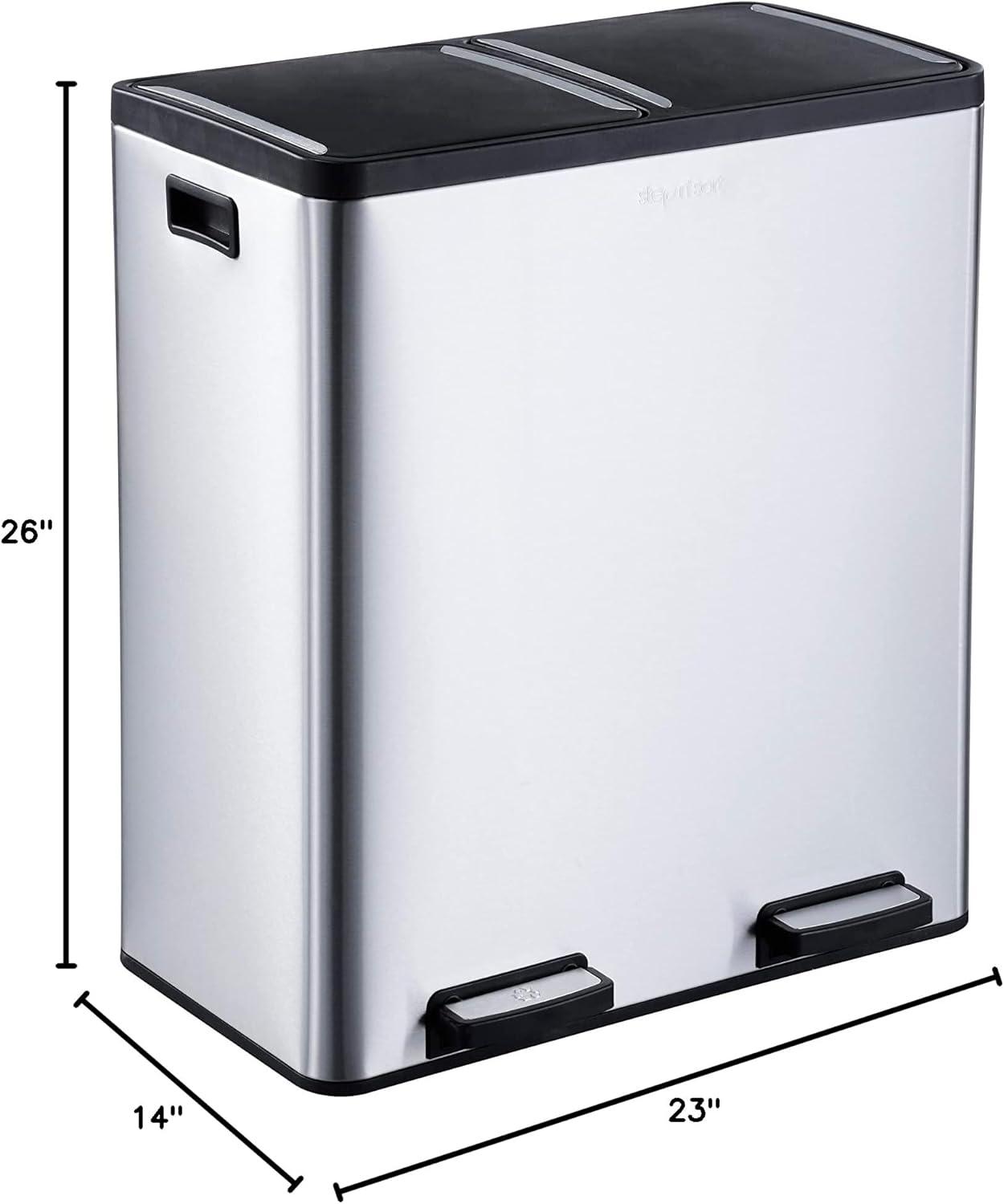 Step N' Sort Extra Large Capacity, Soft-Step, Dual Trash and Recycling Bin, 18.5 Gallon