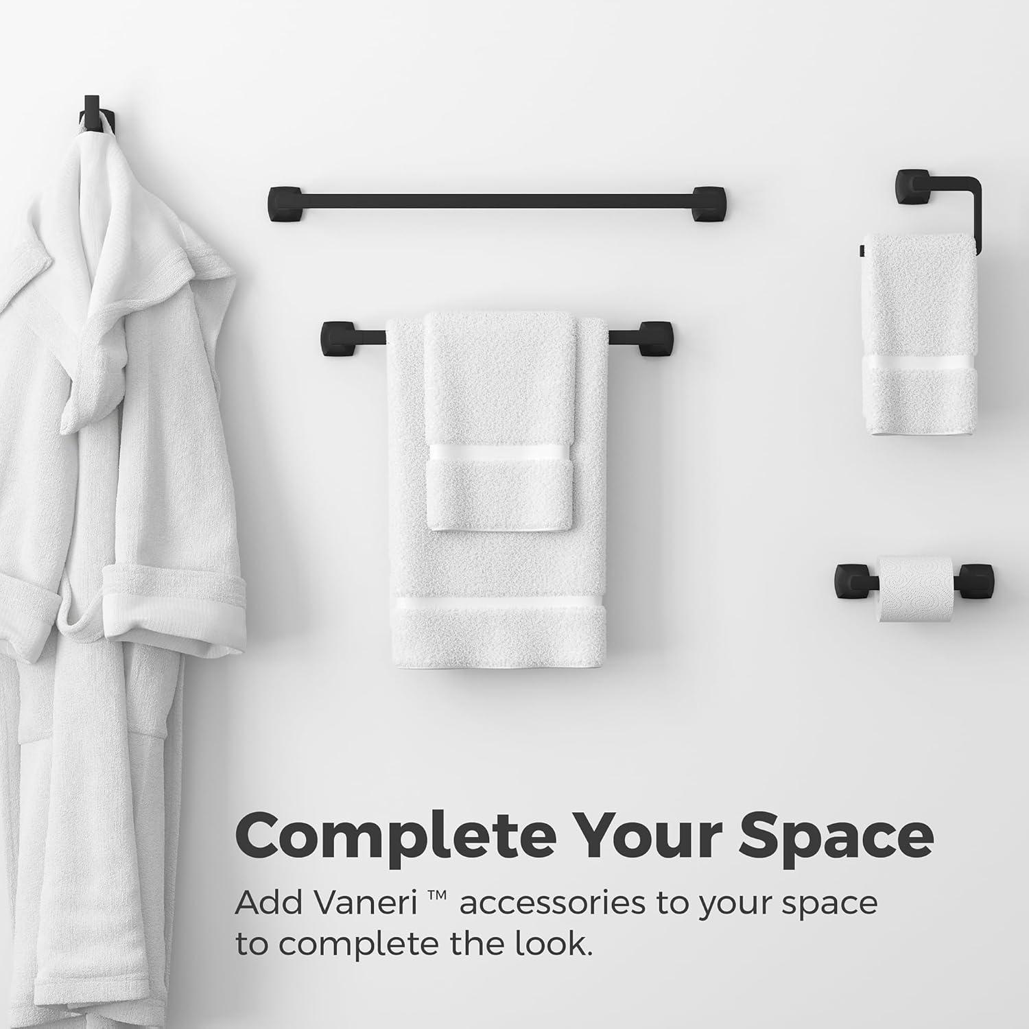 Matte Black Wall-Mounted Metal Towel Ring