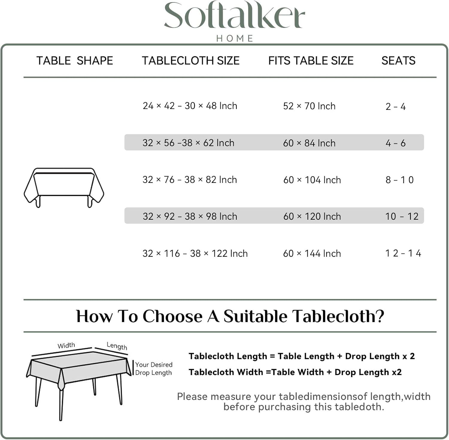 Softalker Linen Textured Rectangle Tablecloth,Waterproof Wipeable Farmhouse Burlap Table Cloth, Stain Resistant Wrinkle Free Table Covers for Kitchen Dining Holiday Party (60 x 84, Red)
