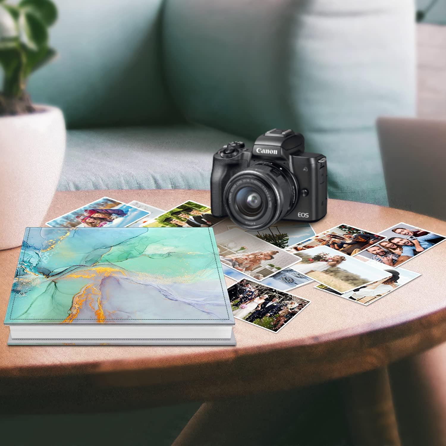 Fintie Classical Photo Album - 600 Pockets for 4x6 Photos, Ideal for Family, Wedding, Baby, Vacation - Emerald Marble