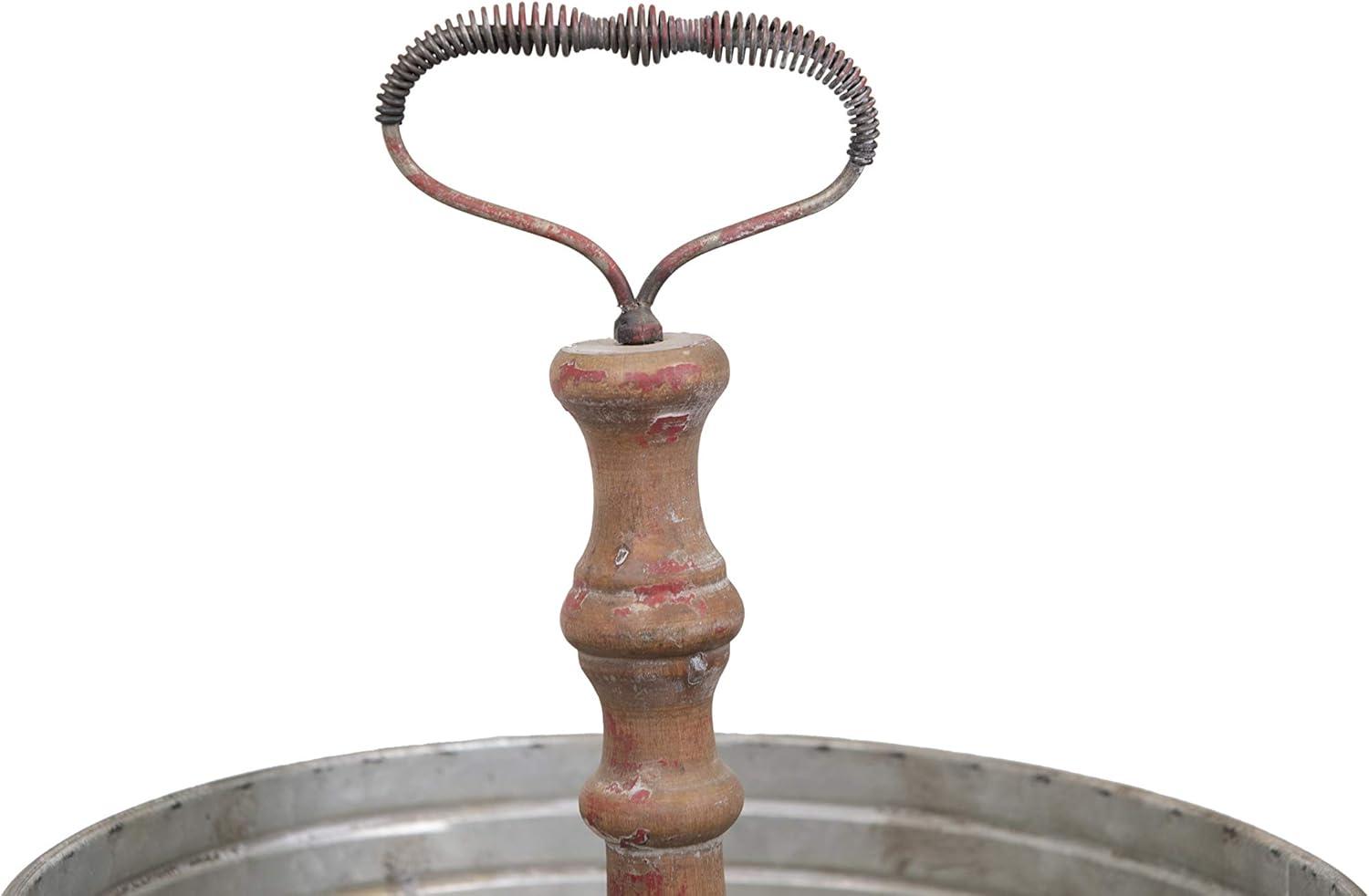 Creative Co-Op Round Metal & Wood Tray with Handle