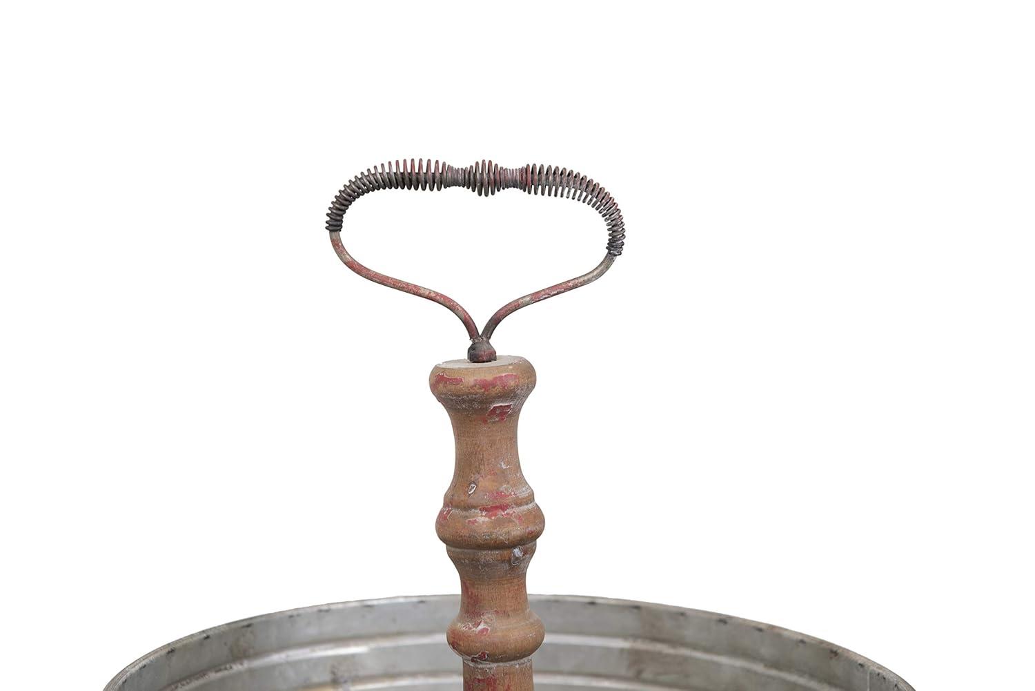 Creative Co-Op Round Metal & Wood Tray with Handle