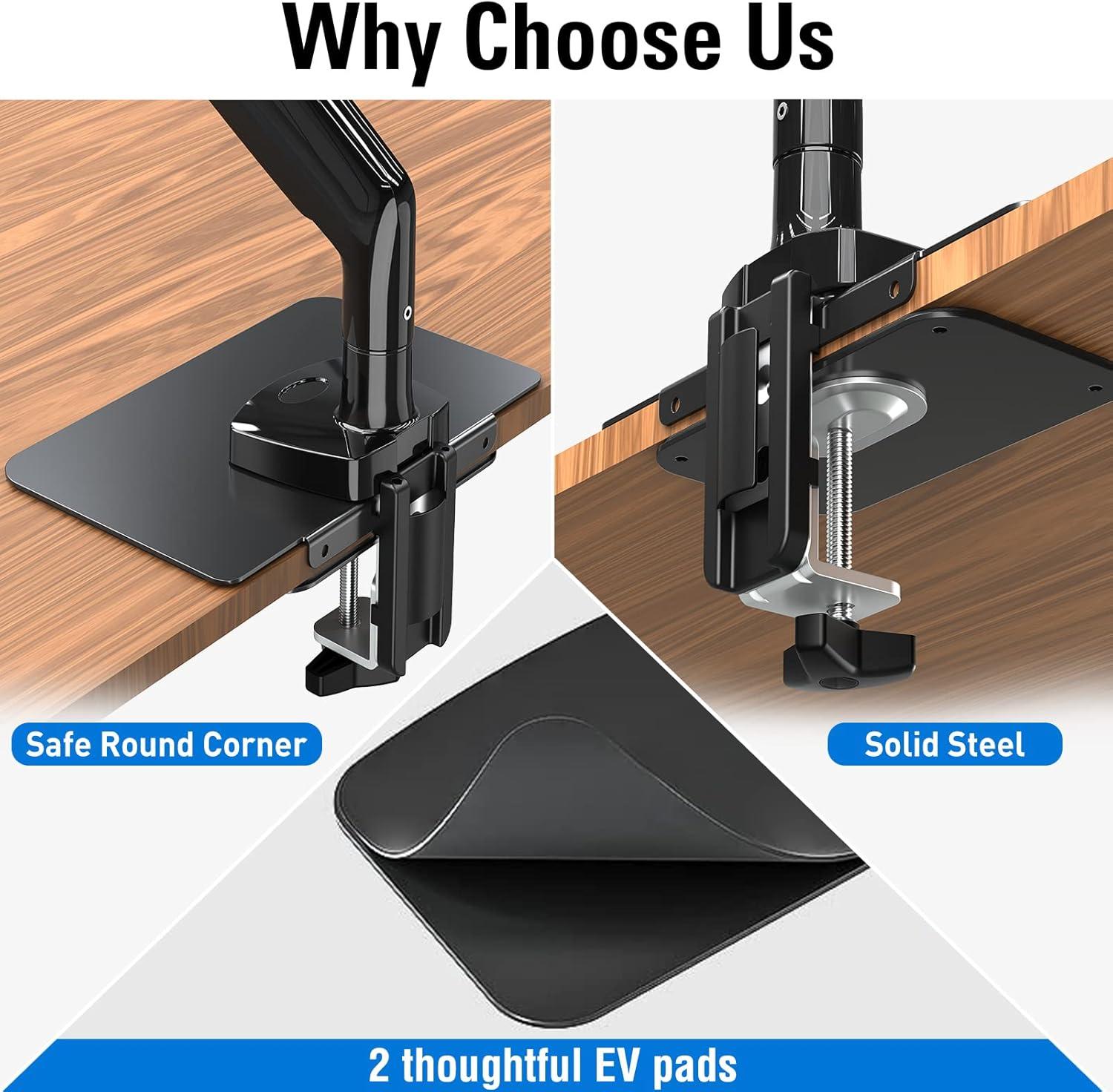 Monitor Mount Reinforcement Plate for Thin, Gl and Other Fragile Tabletop, Universal Steel Bracket Plate Fits